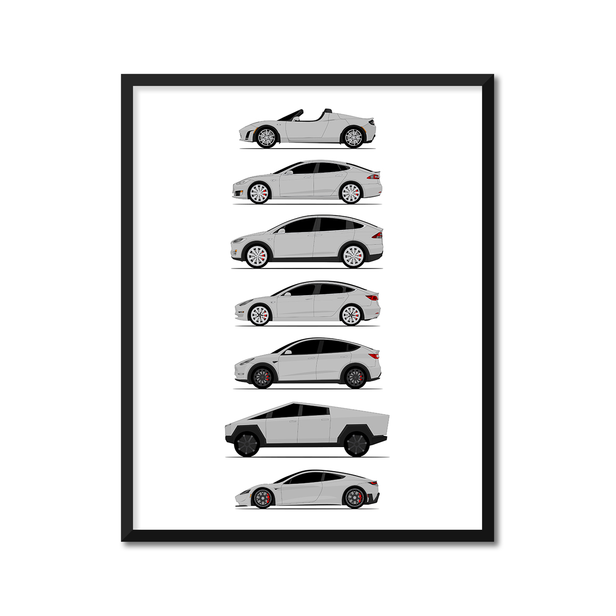 Tesla Car Generations (Side Profile)