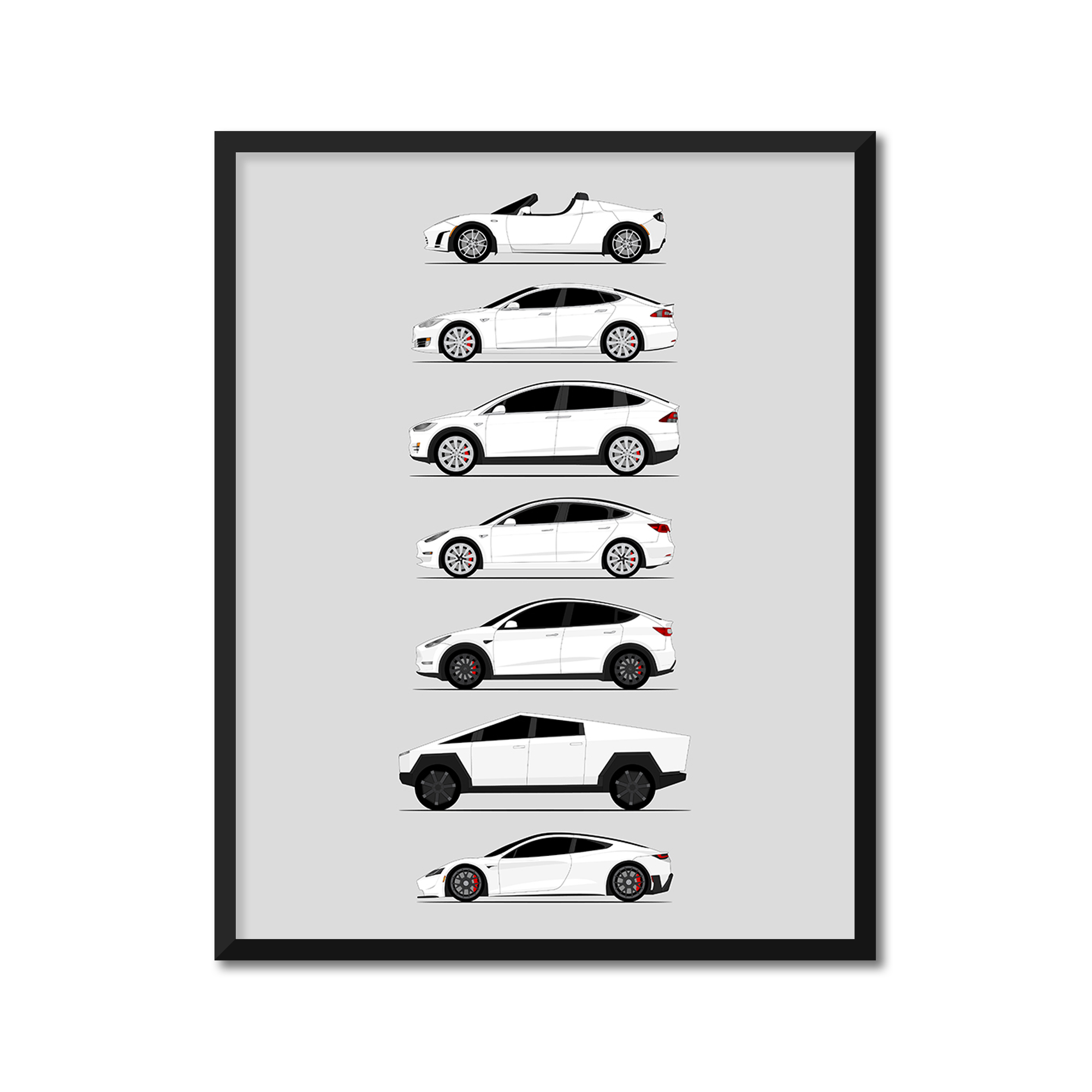 Tesla Car Generations (Side Profile)