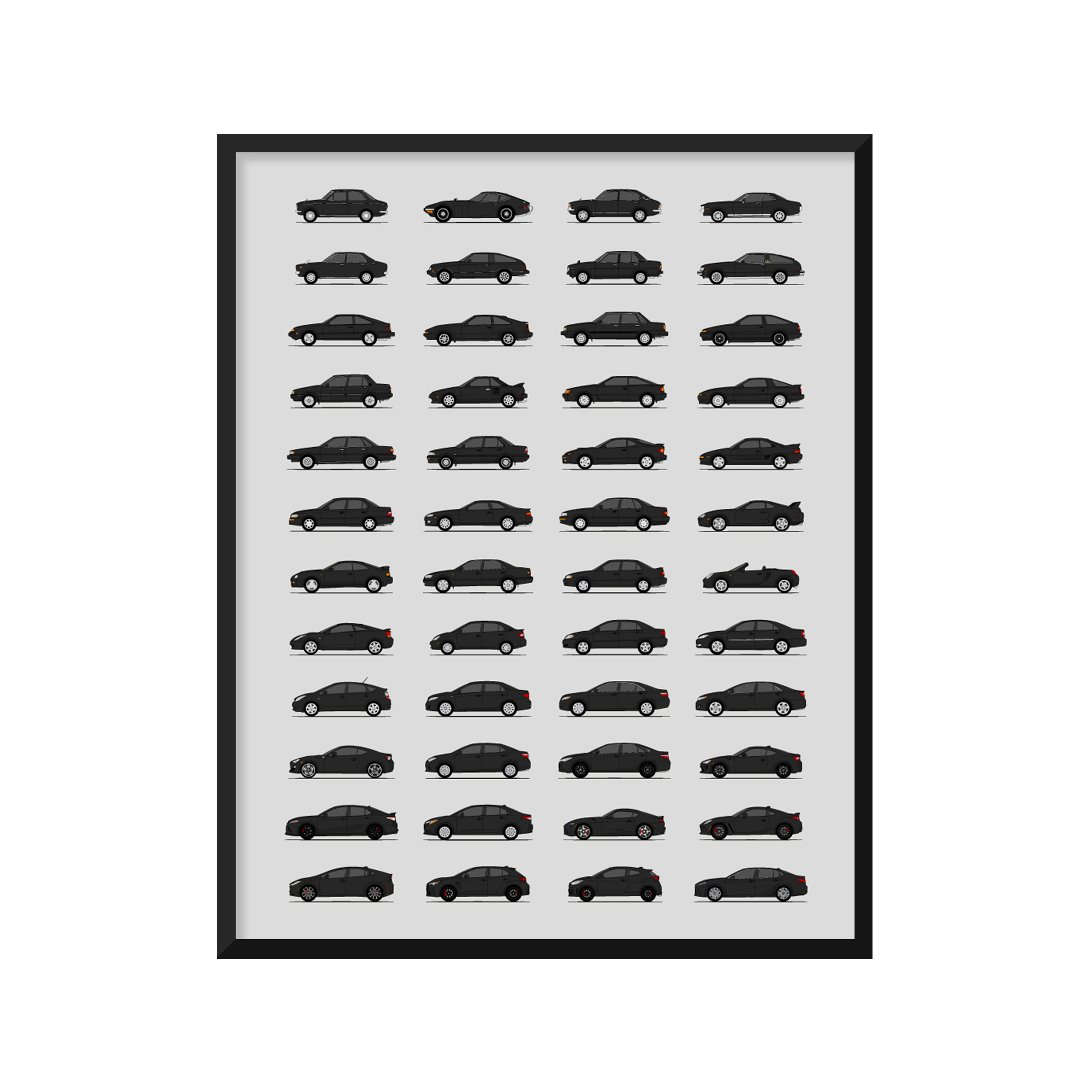 Toyota Best Generations History and Evolution Poster (Side Profile)