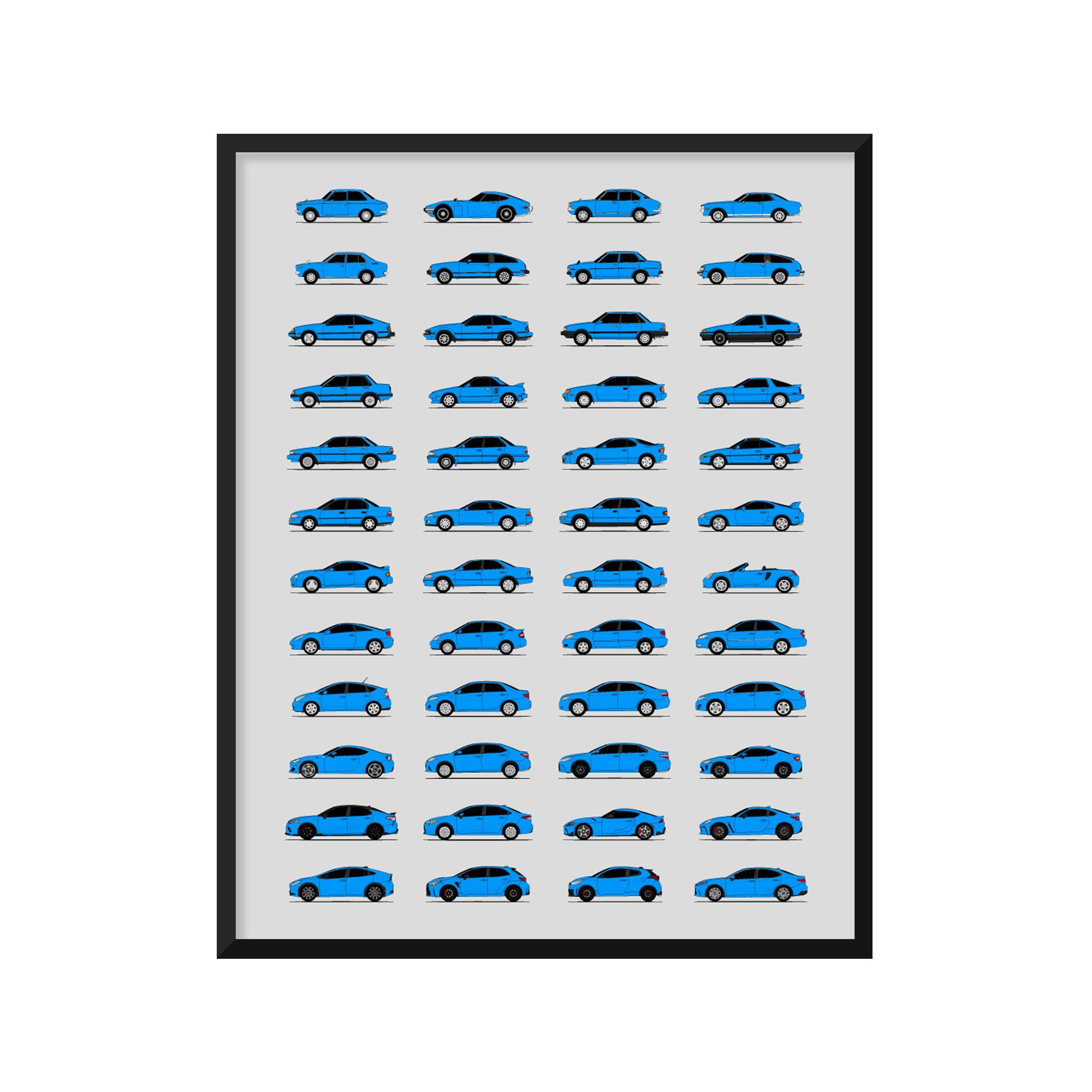 Toyota Best Generations History and Evolution Poster (Side Profile)