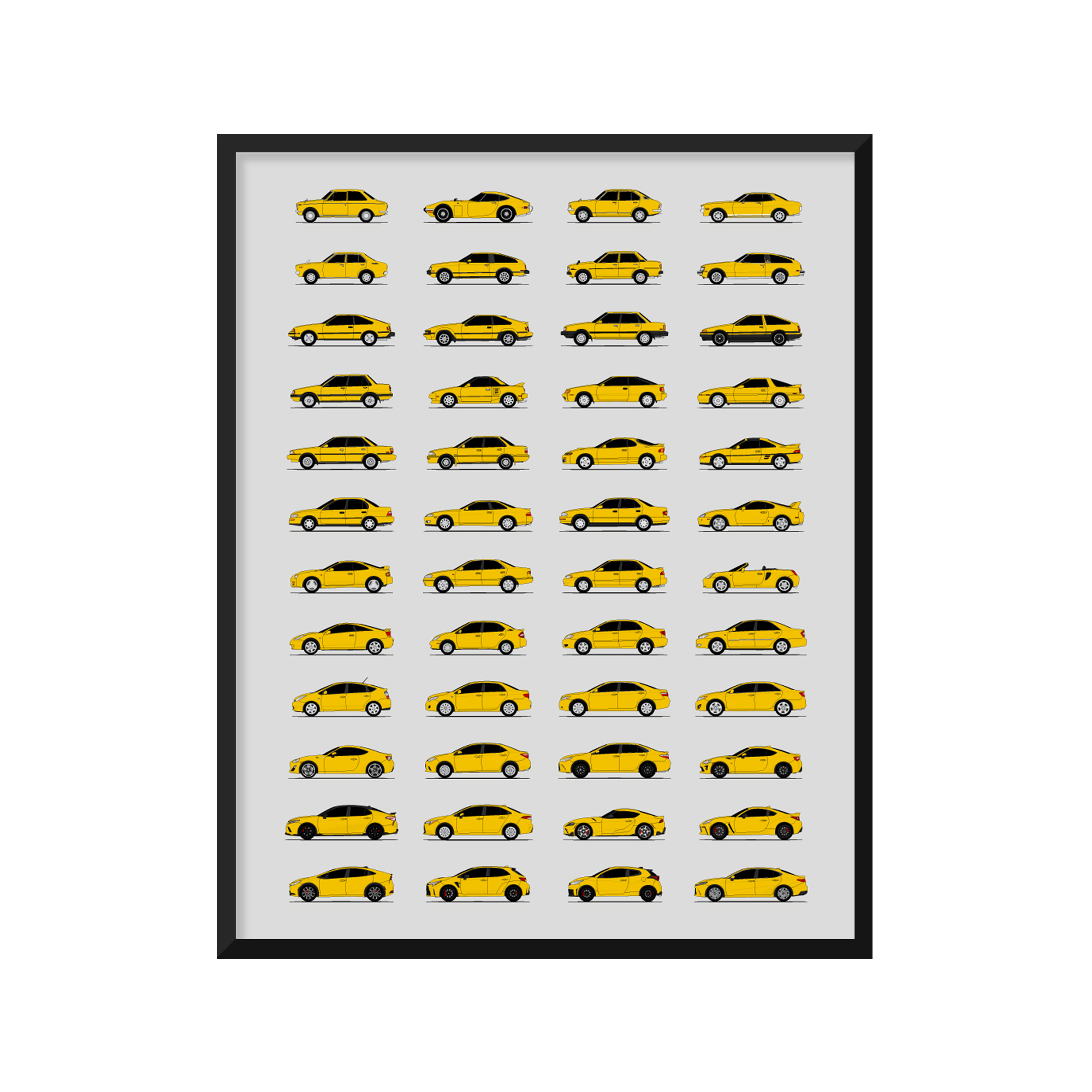 Toyota Best Generations History and Evolution Poster (Side Profile)