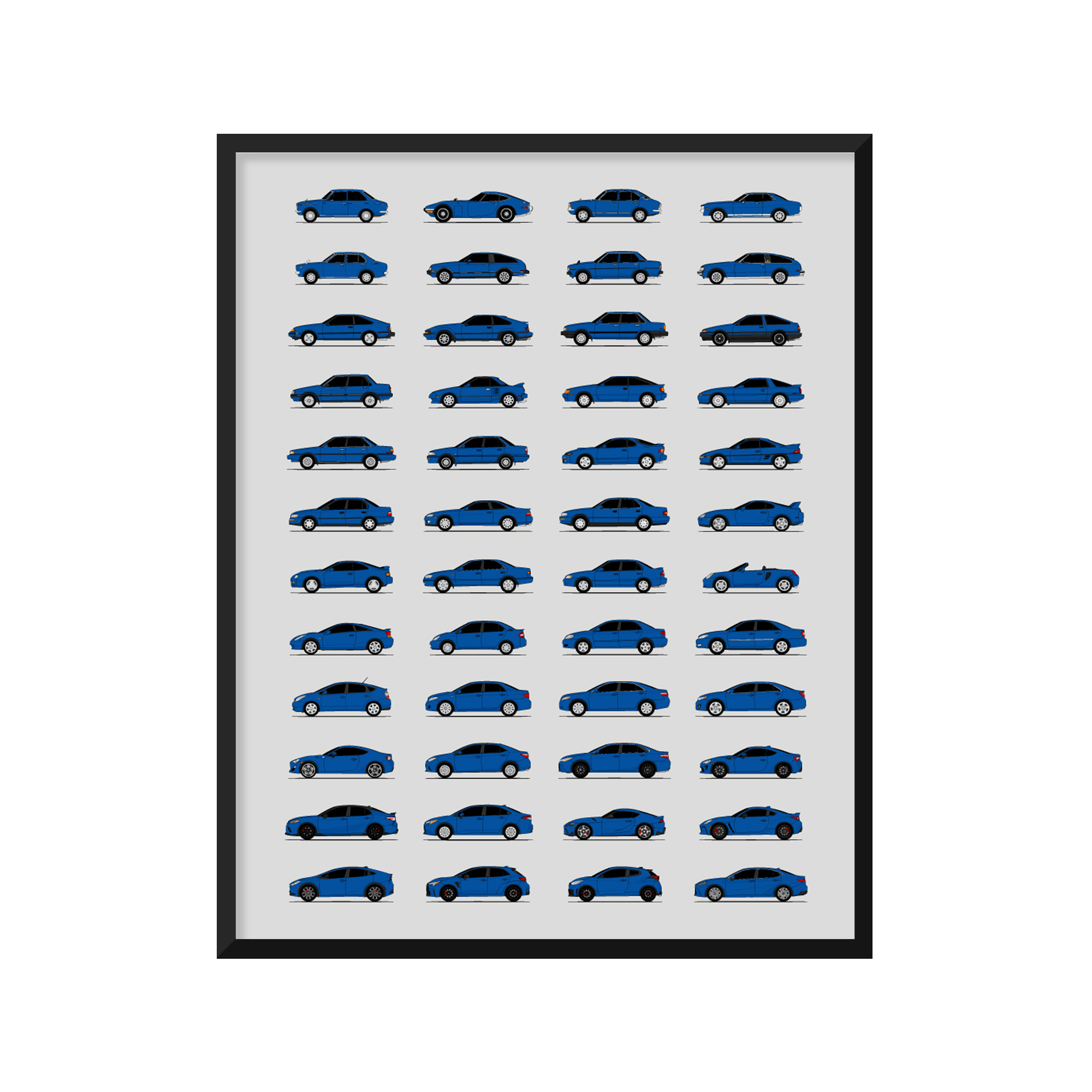 Toyota Best Generations History and Evolution Poster (Side Profile)