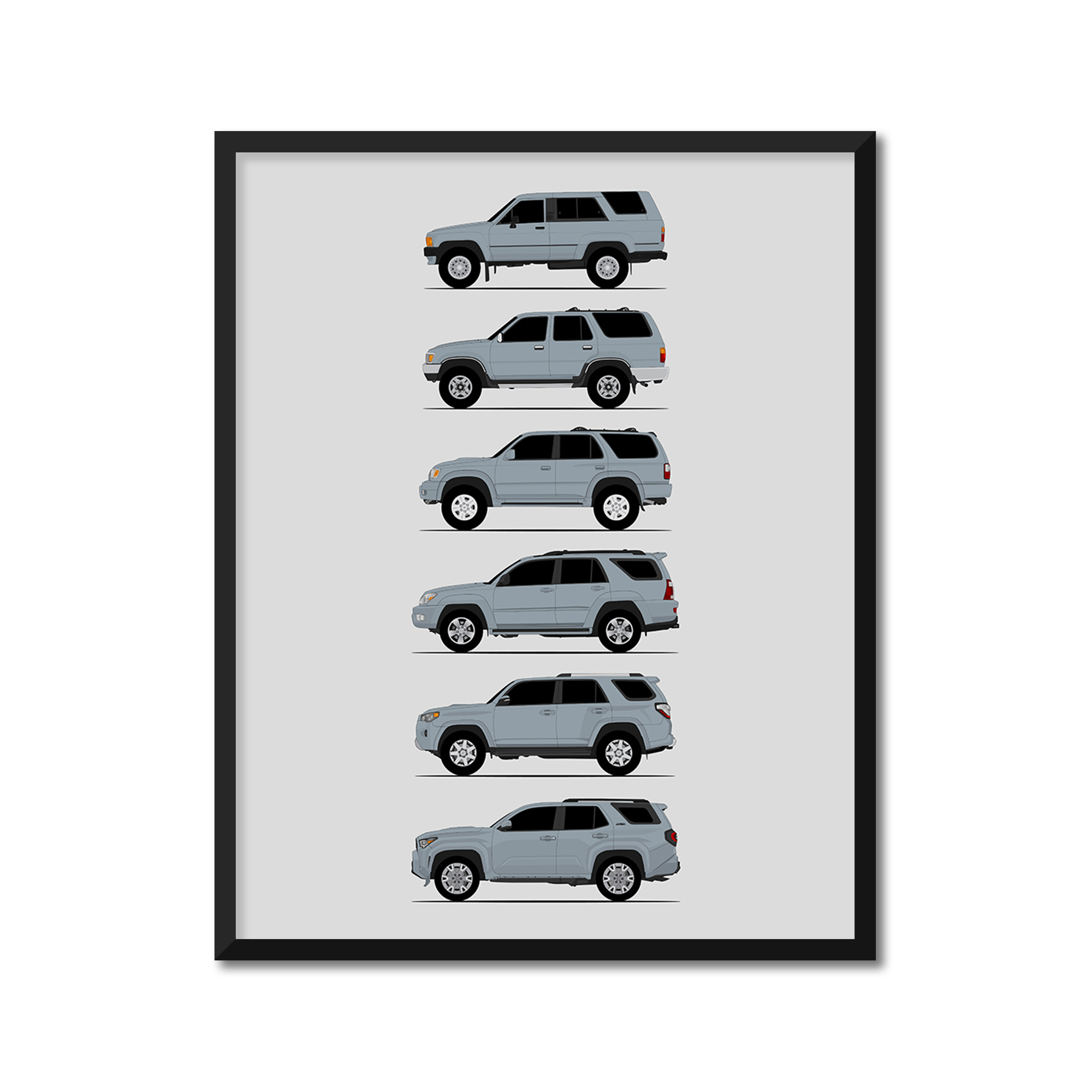 Toyota 4Runner Generations History and Evolution Poster (Side Profile)
