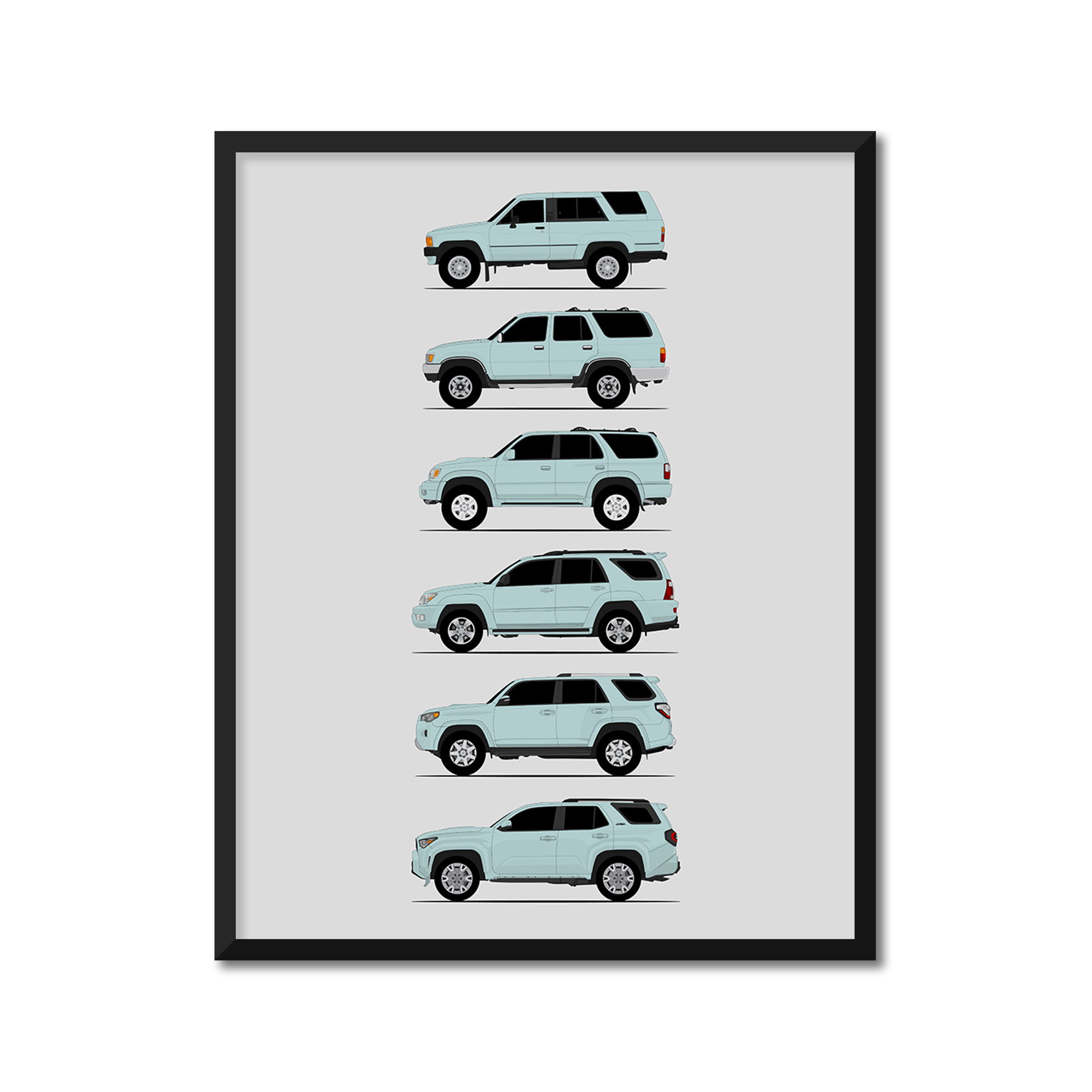 Toyota 4Runner Generations History and Evolution Poster (Side Profile)
