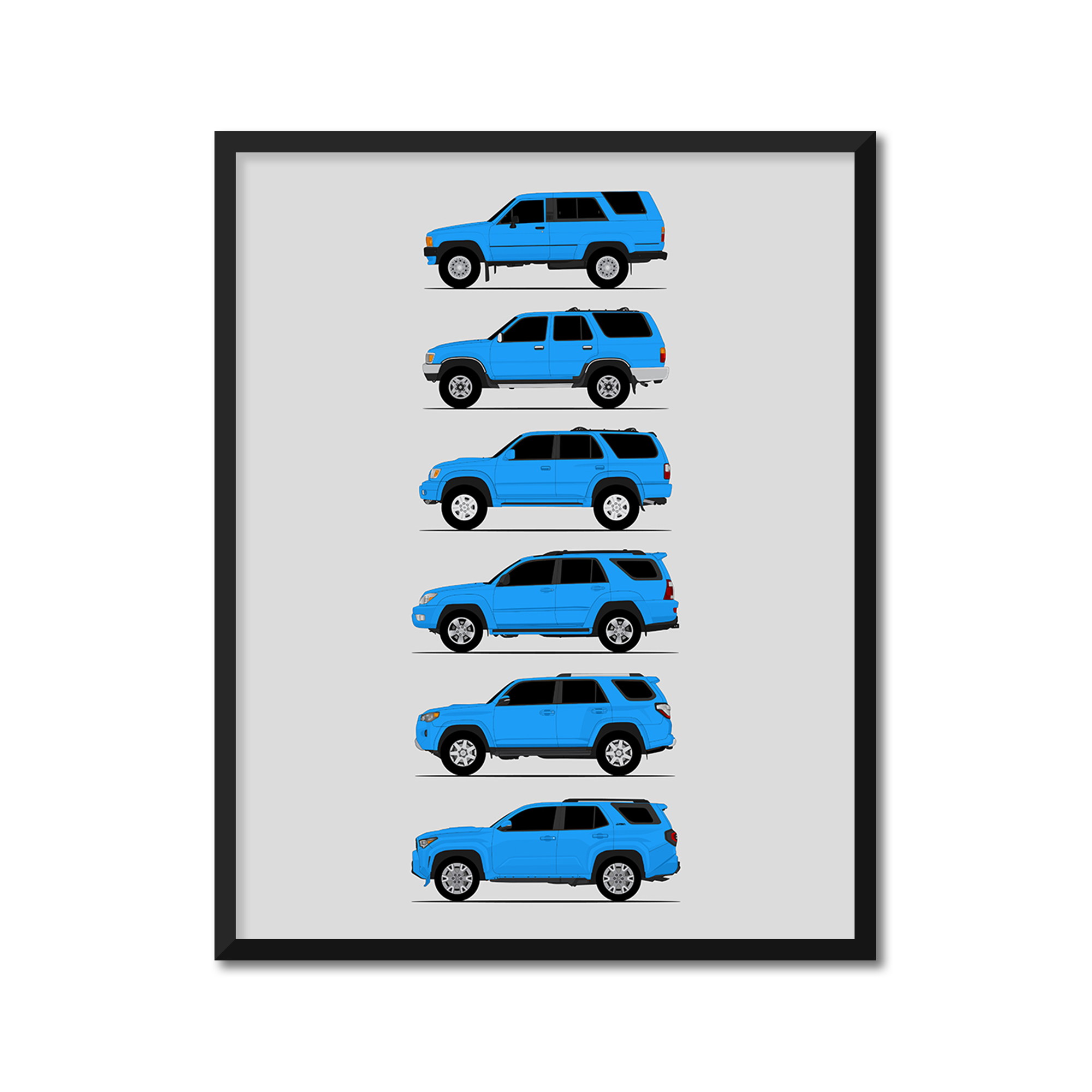Toyota 4Runner Generations History and Evolution Poster (Side Profile)
