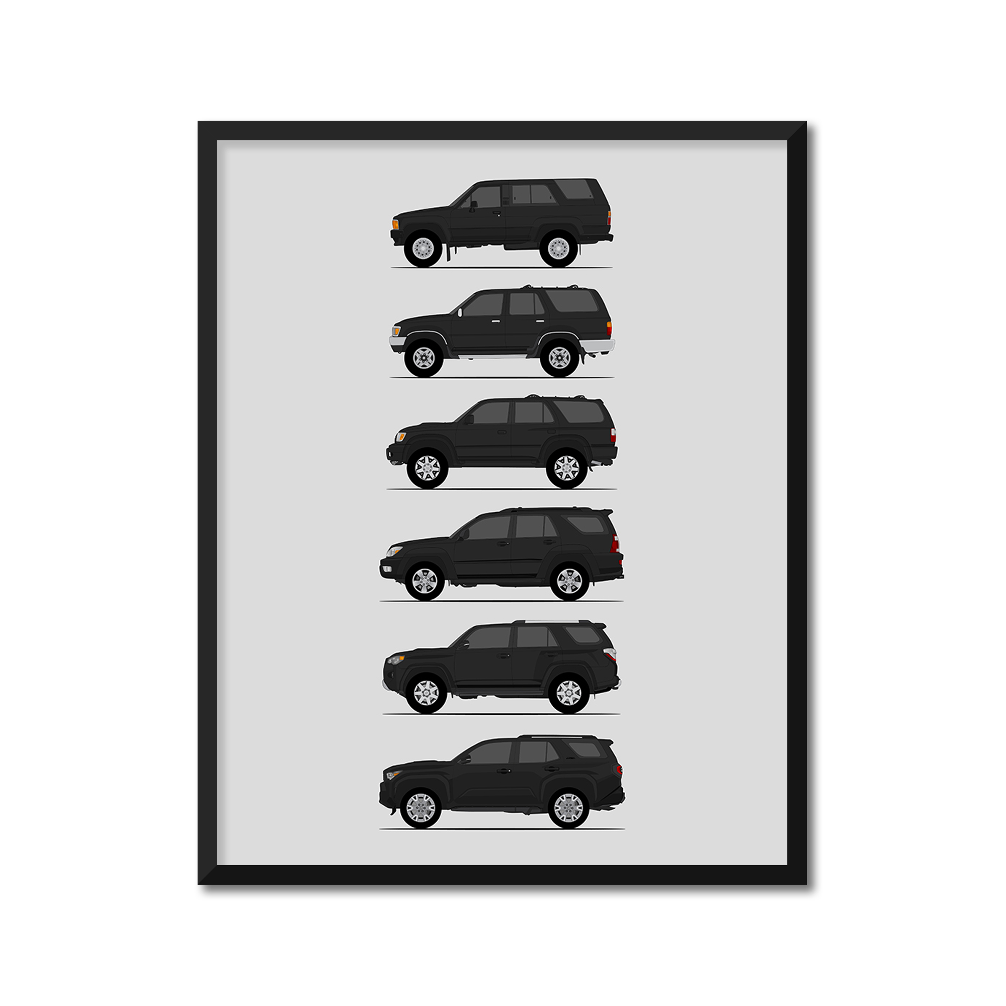 Toyota 4Runner Generations History and Evolution Poster (Side Profile)