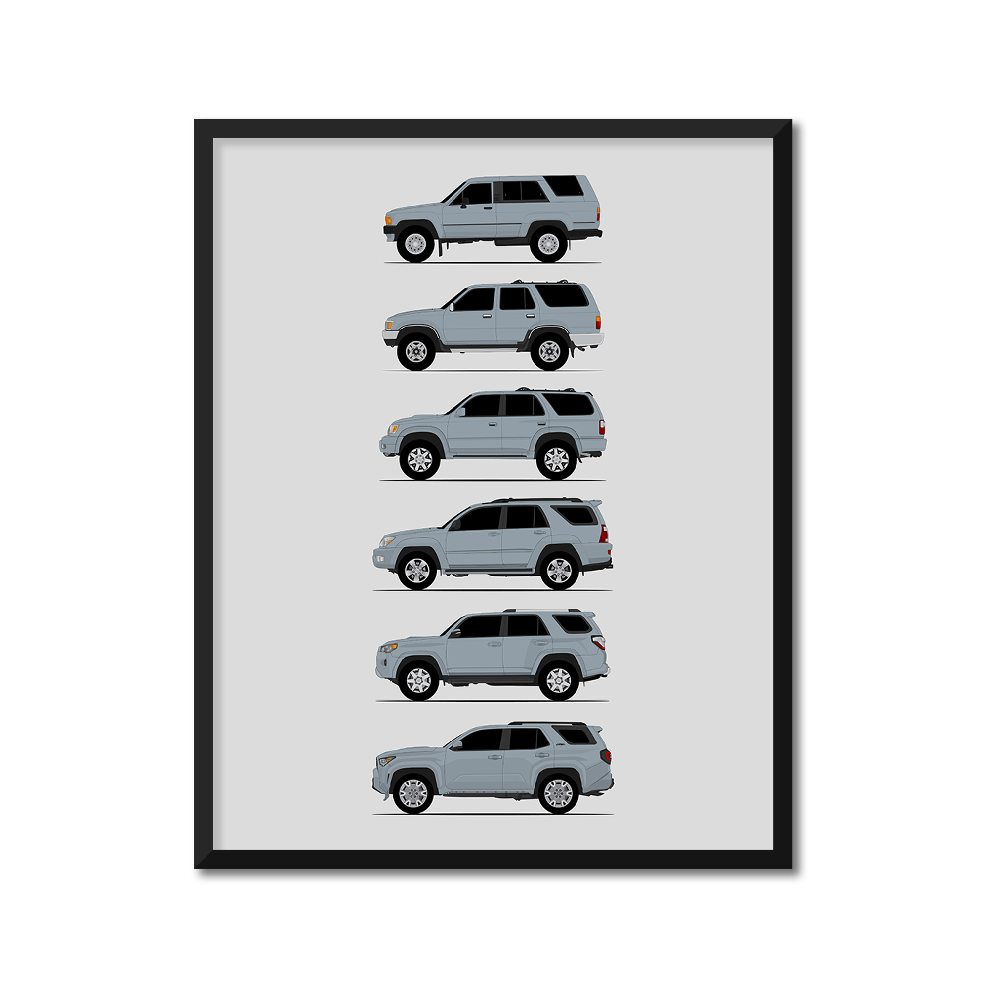 Toyota 4Runner Generations History and Evolution Poster (Side Profile)