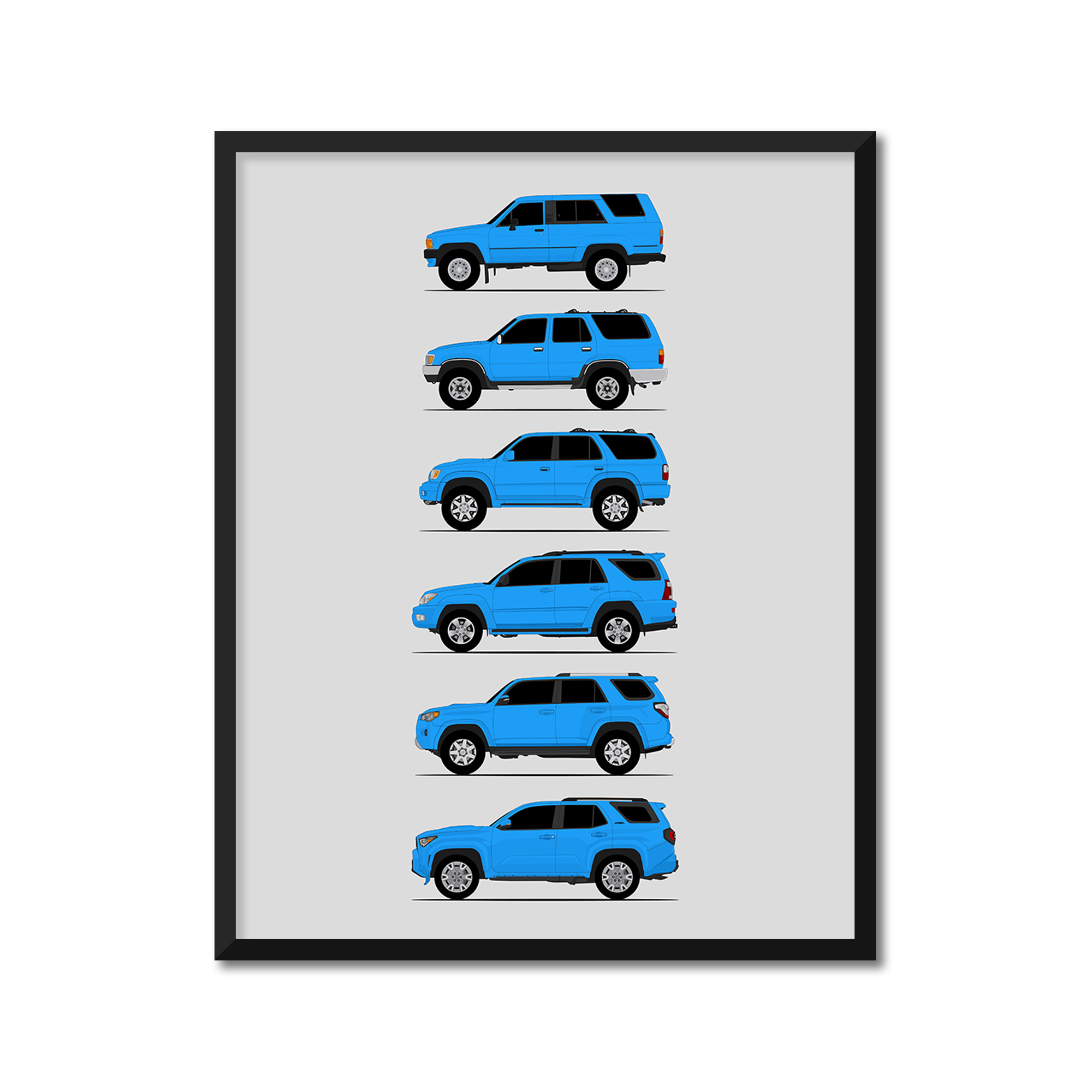 Toyota 4Runner Generations History and Evolution Poster (Side Profile)