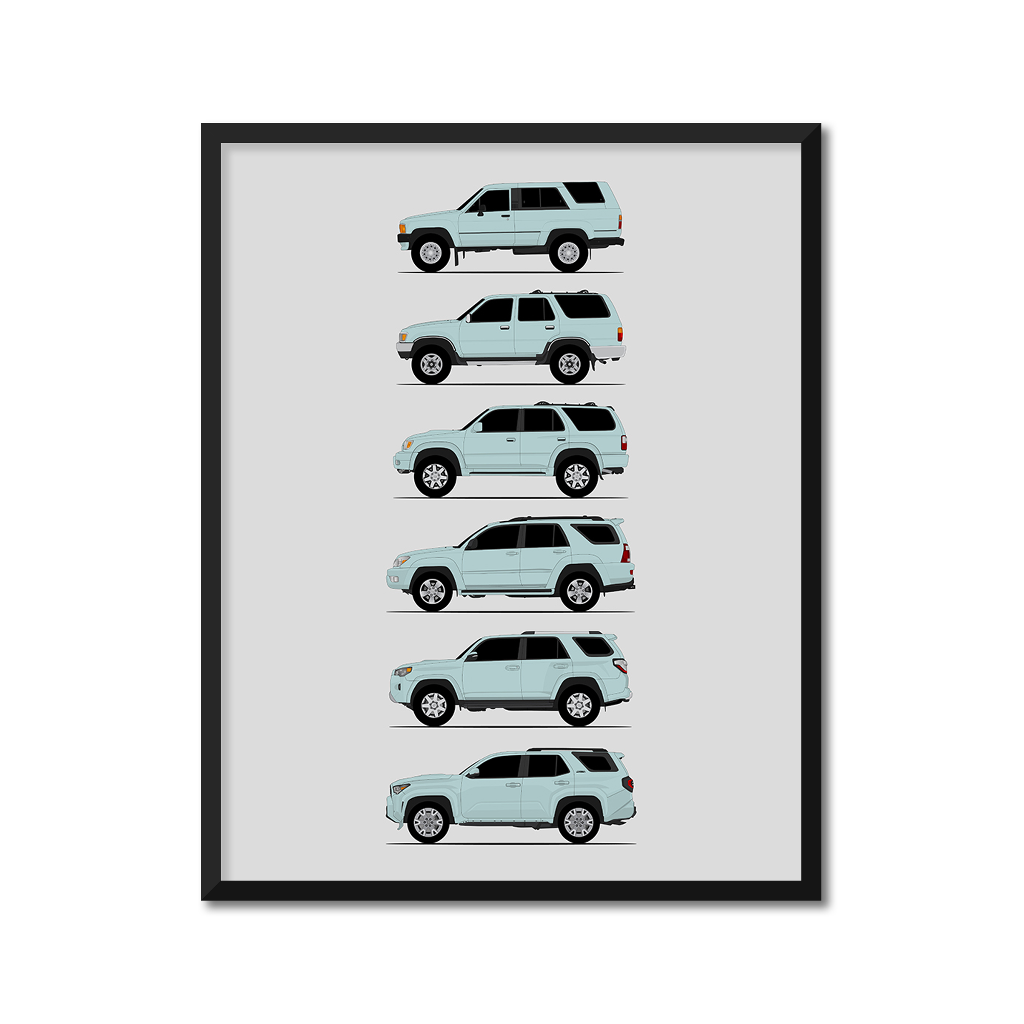 Toyota 4Runner Generations History and Evolution Poster (Side Profile)