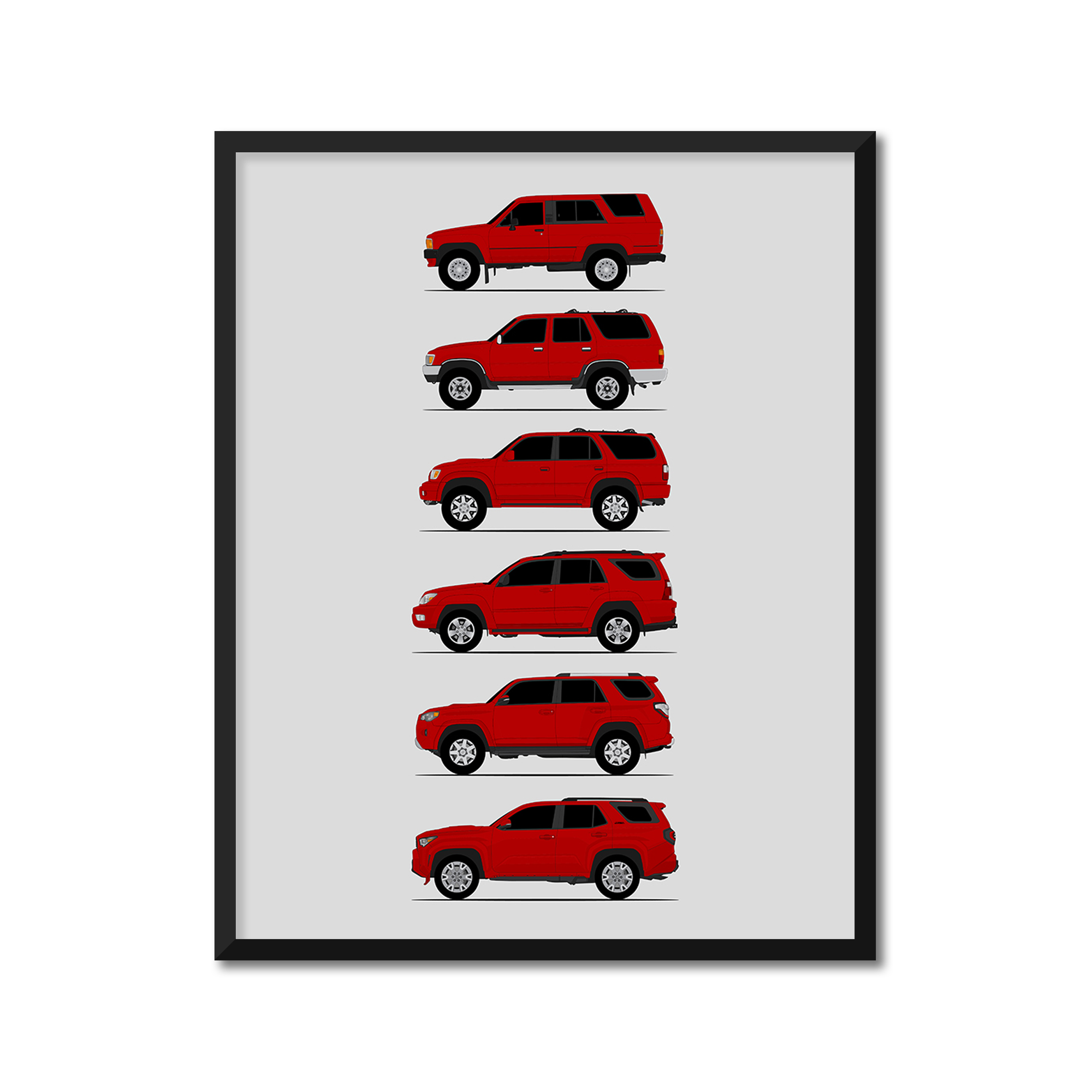 Toyota 4Runner Generations History and Evolution Poster (Side Profile)