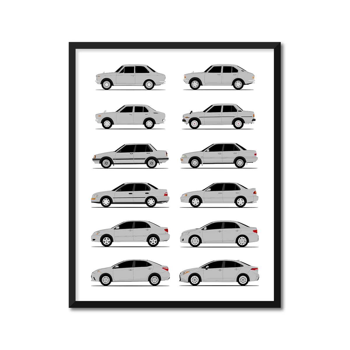 Toyota Corolla Generations (Side Profile)