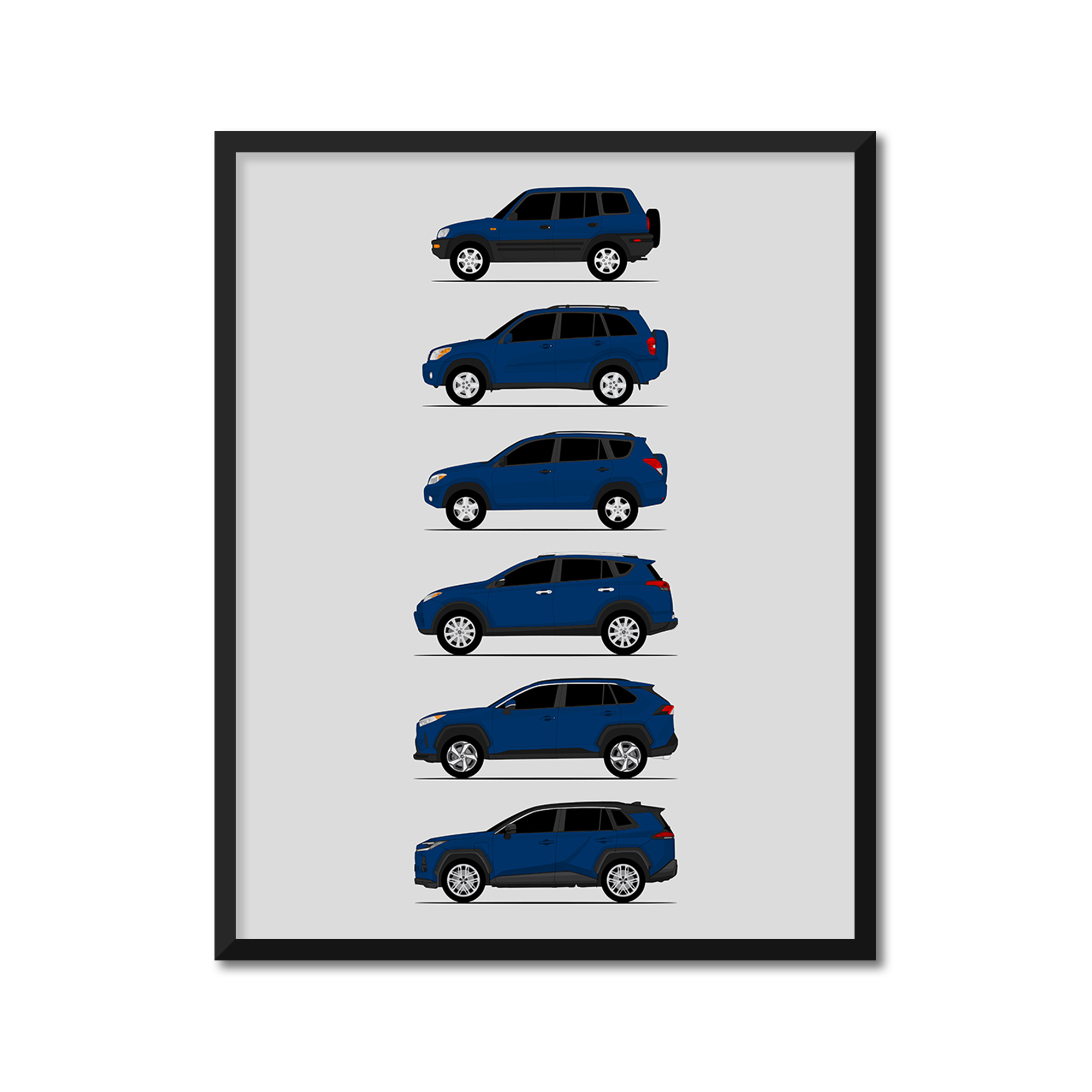Toyota Rav 4 History and Evolution Poster (Side Profile)