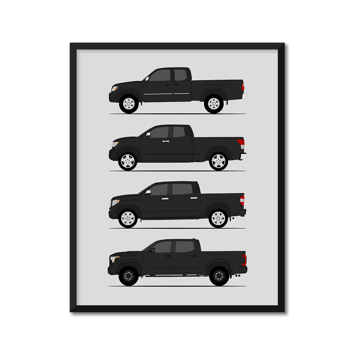 Toyota Tundra Generations History and Evolution Poster (Side Profile)