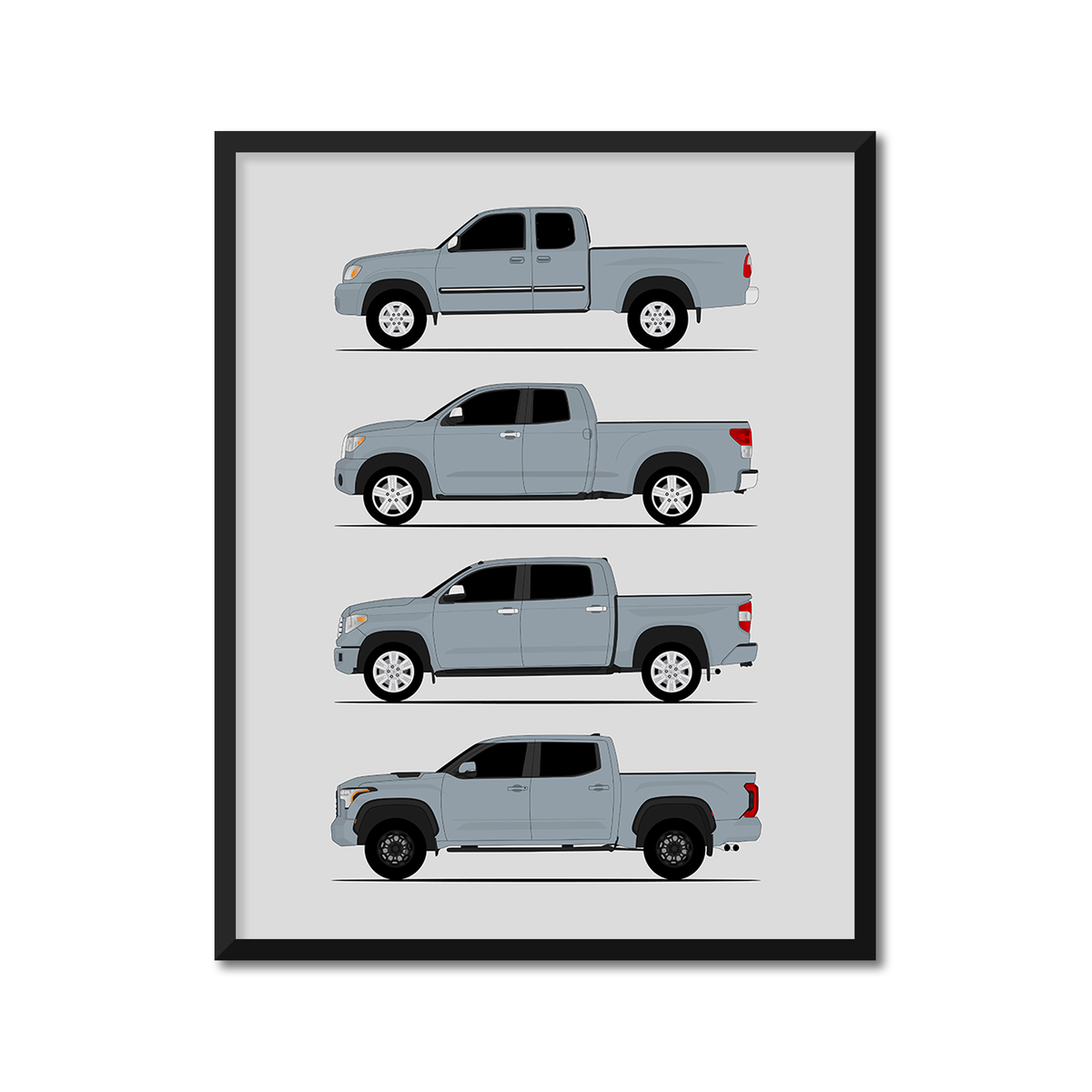Toyota Tundra Generations History and Evolution Poster (Side Profile)