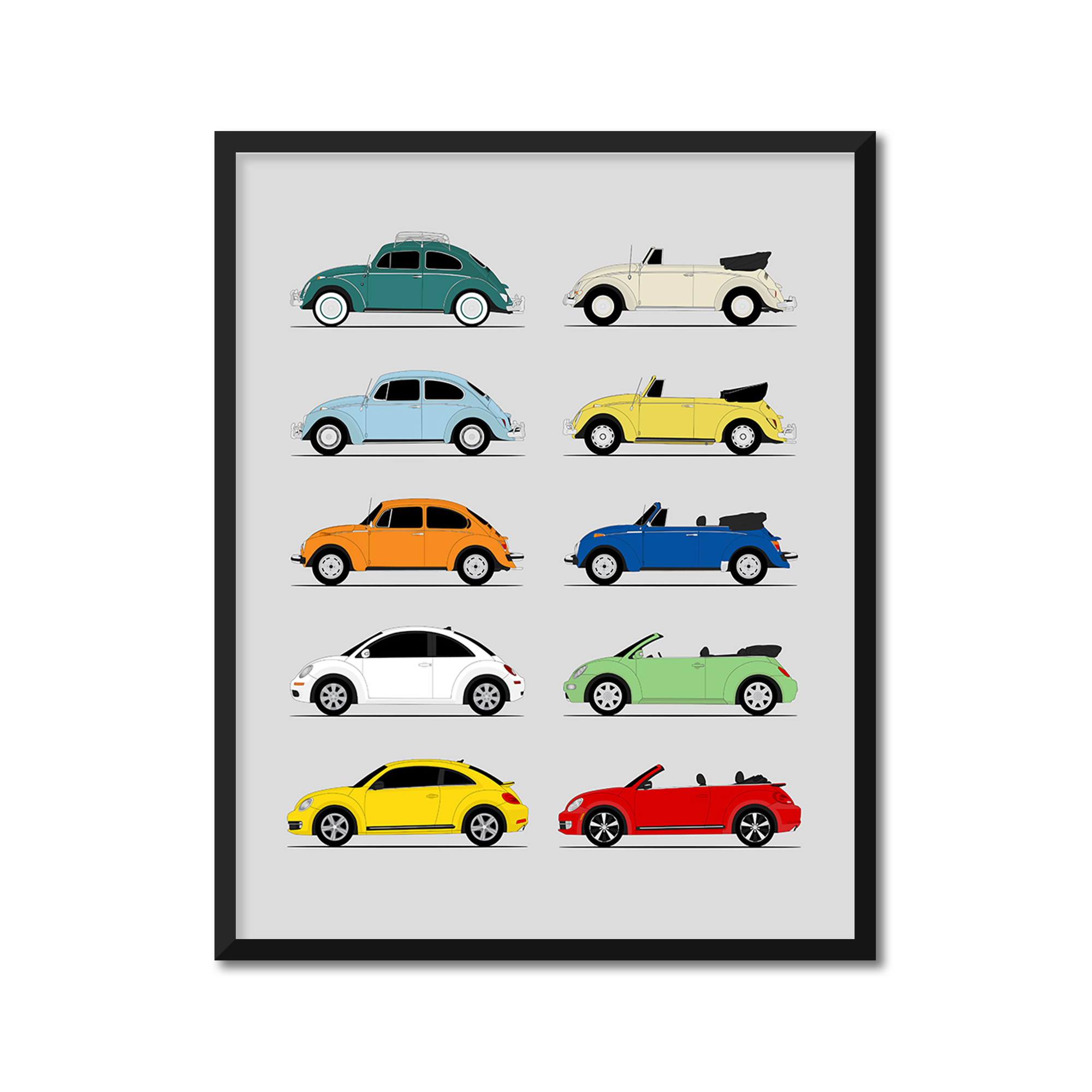 Volkswagen VW Beetle Generations (Side Profile)