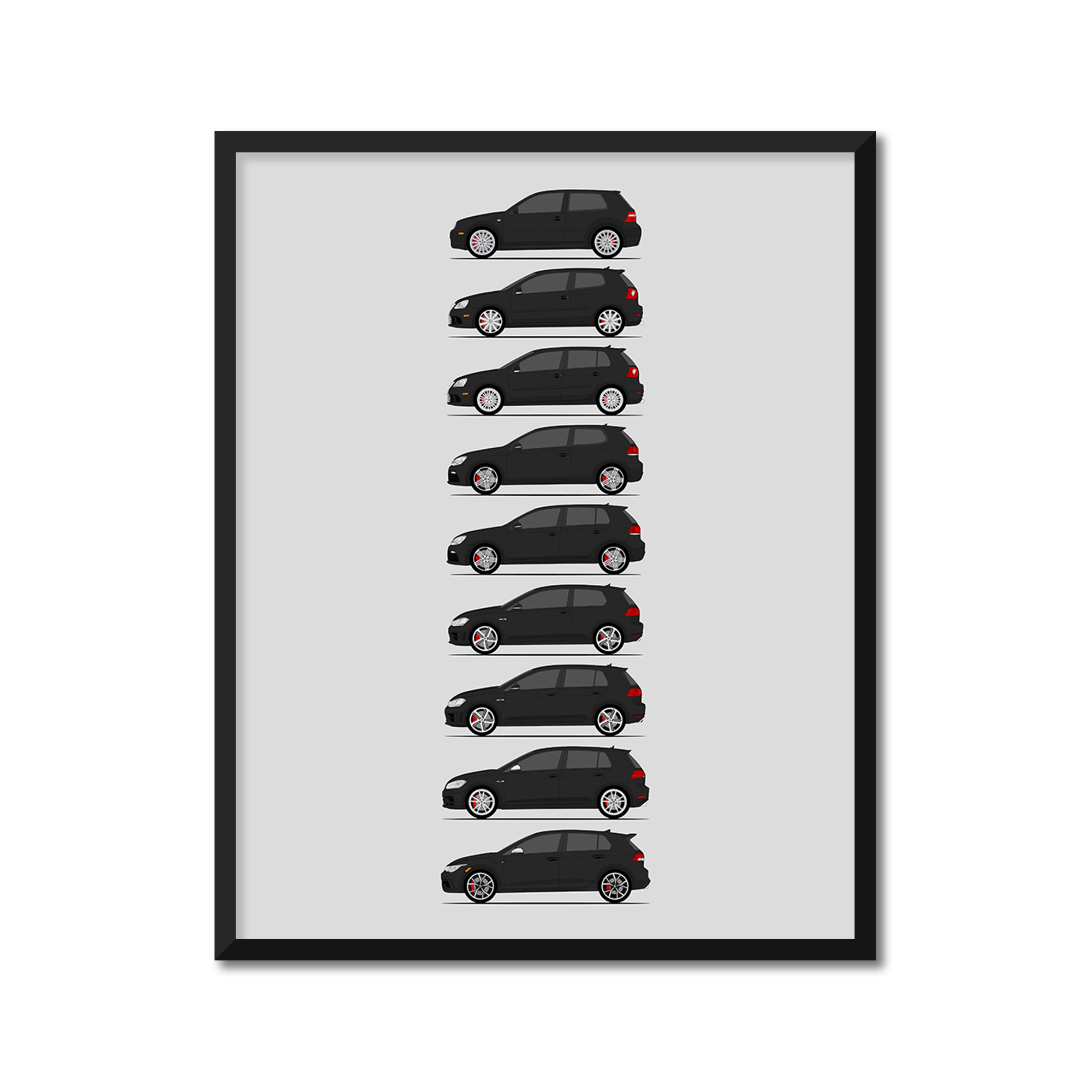 Volkswagen Golf R R32 History and Evolution Poster (Side Profile)