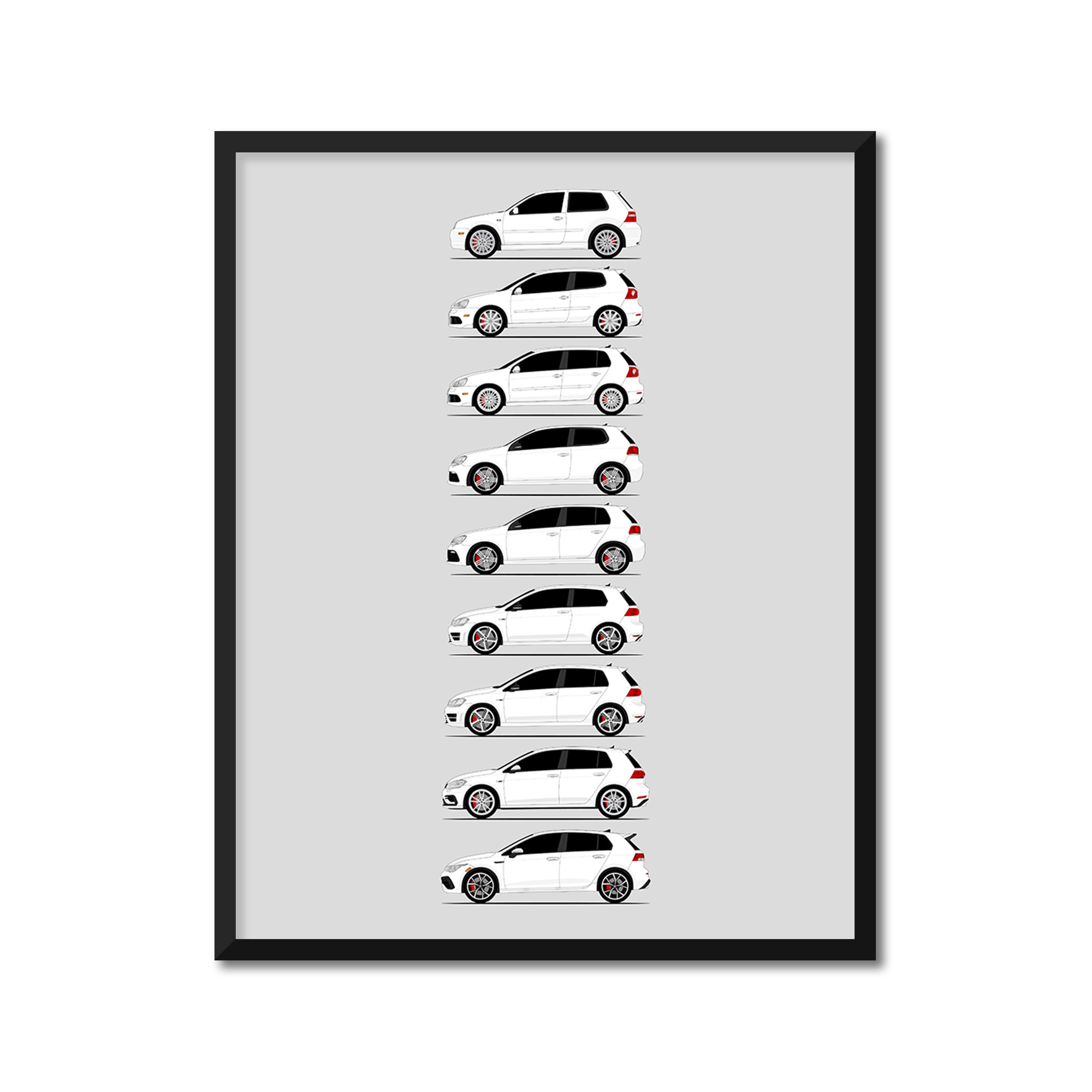 Volkswagen Golf R R32 History and Evolution Poster (Side Profile)