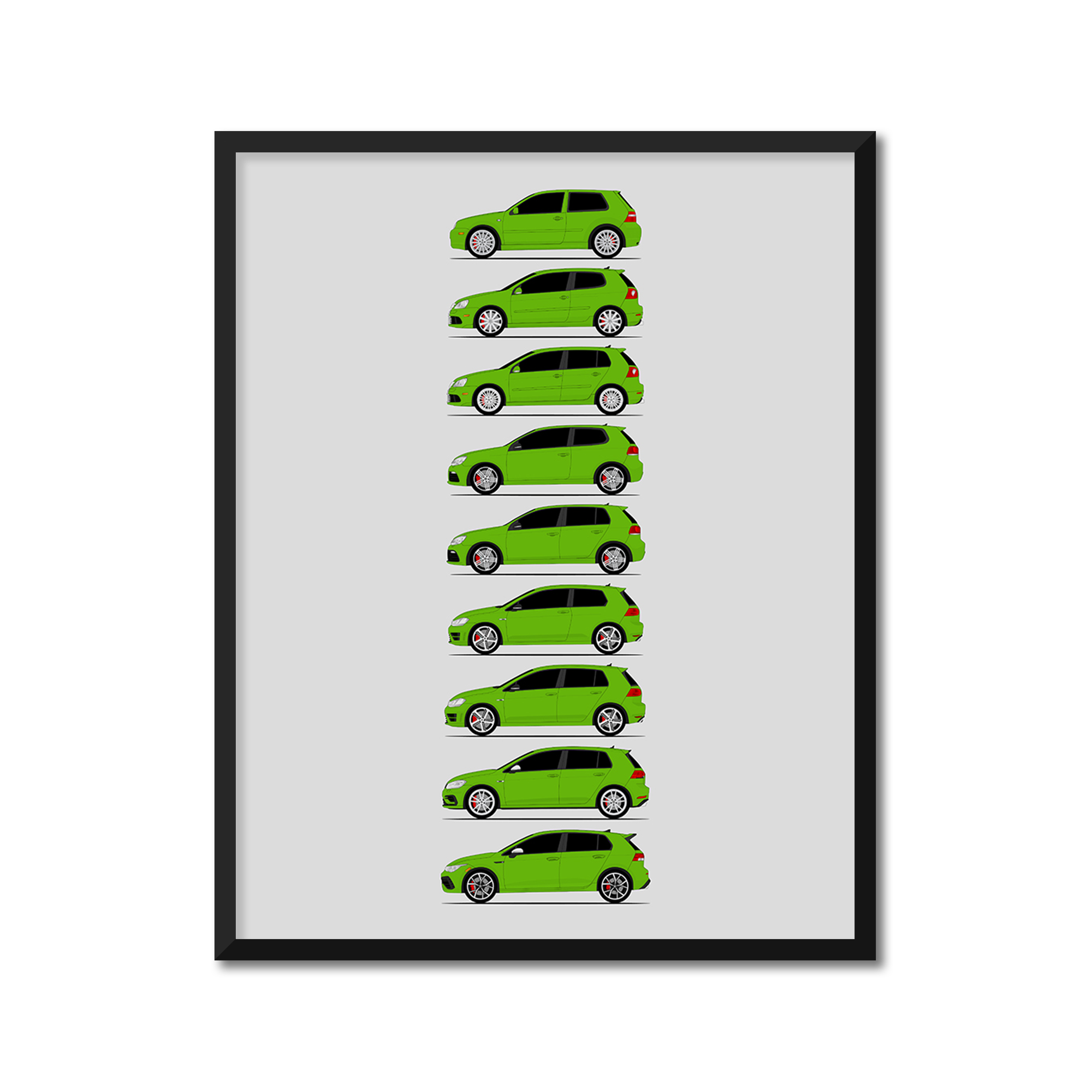 Volkswagen Golf R R32 History and Evolution Poster (Side Profile)