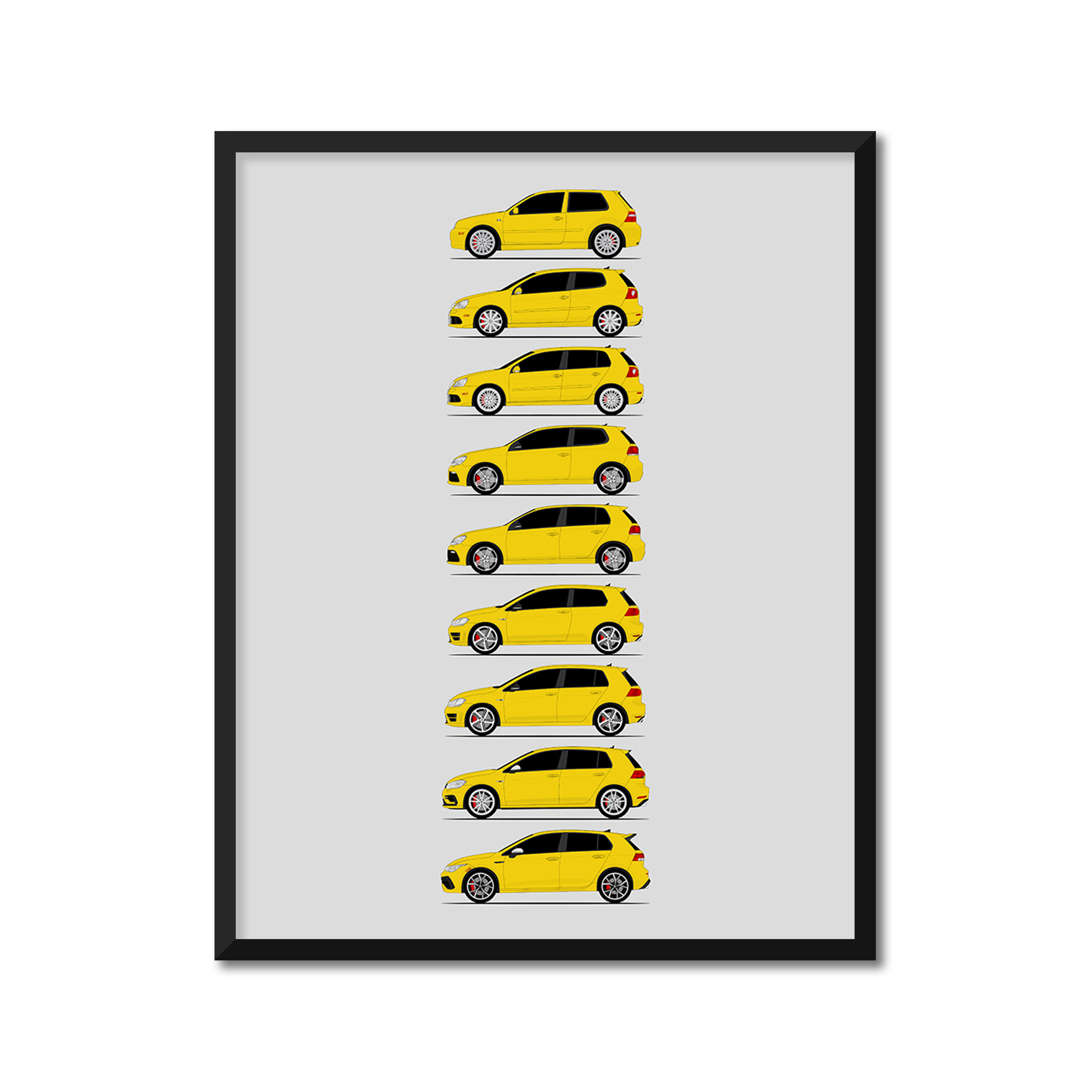 Volkswagen Golf R R32 History and Evolution Poster (Side Profile)