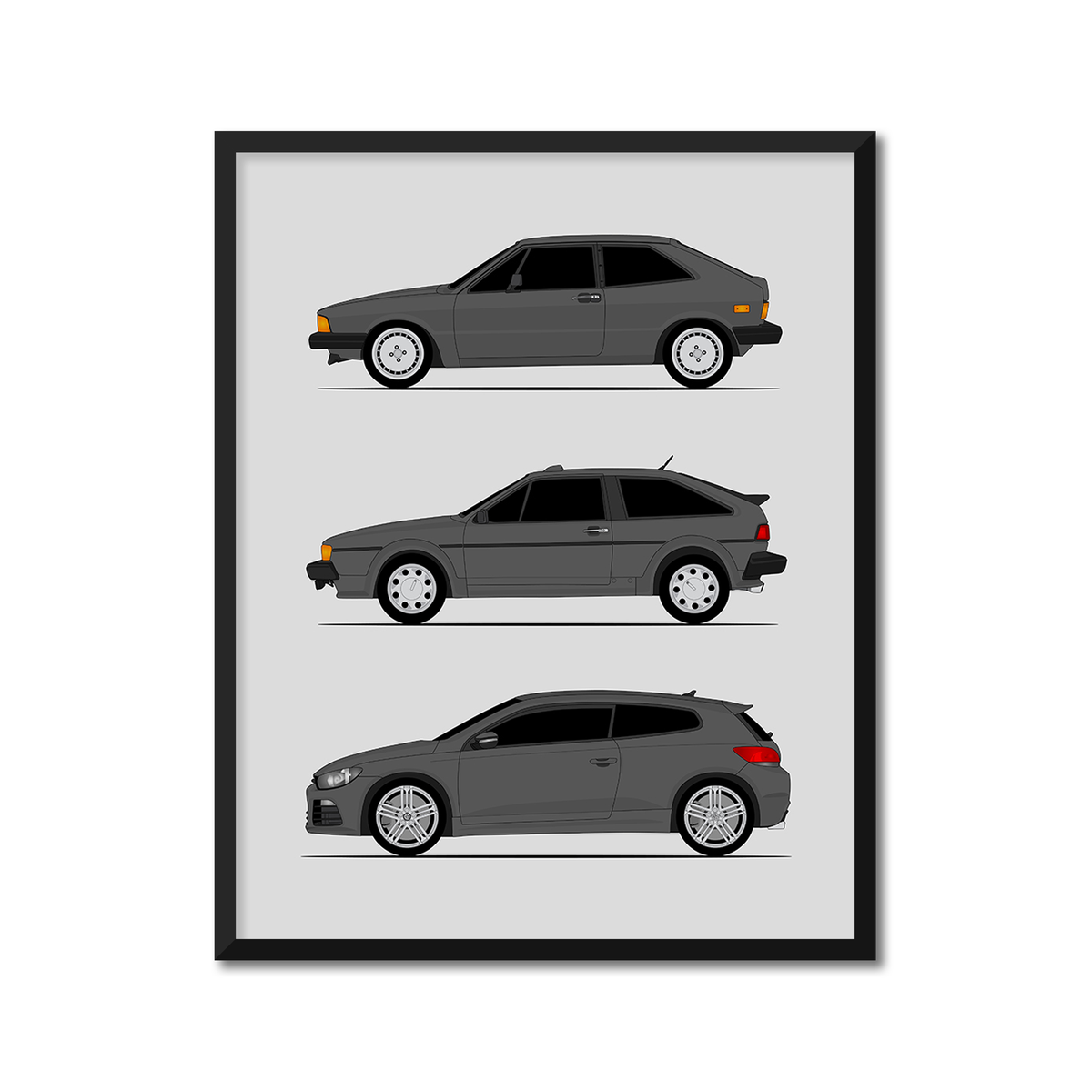 Volkswagen VW Scirocco Generations (Side Profile)
