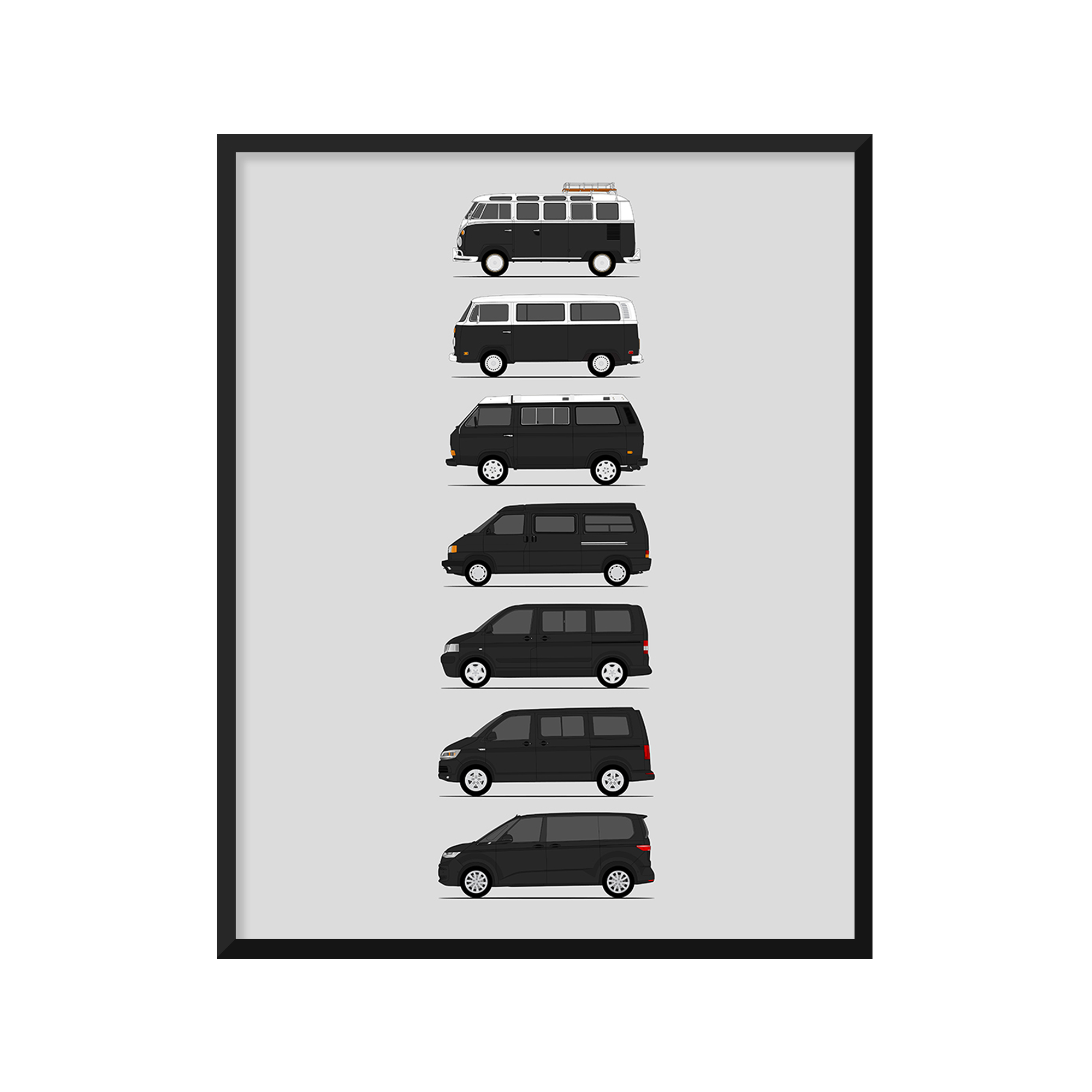 Volkswagen VW Transport Camper Van Generations (Side Profile)