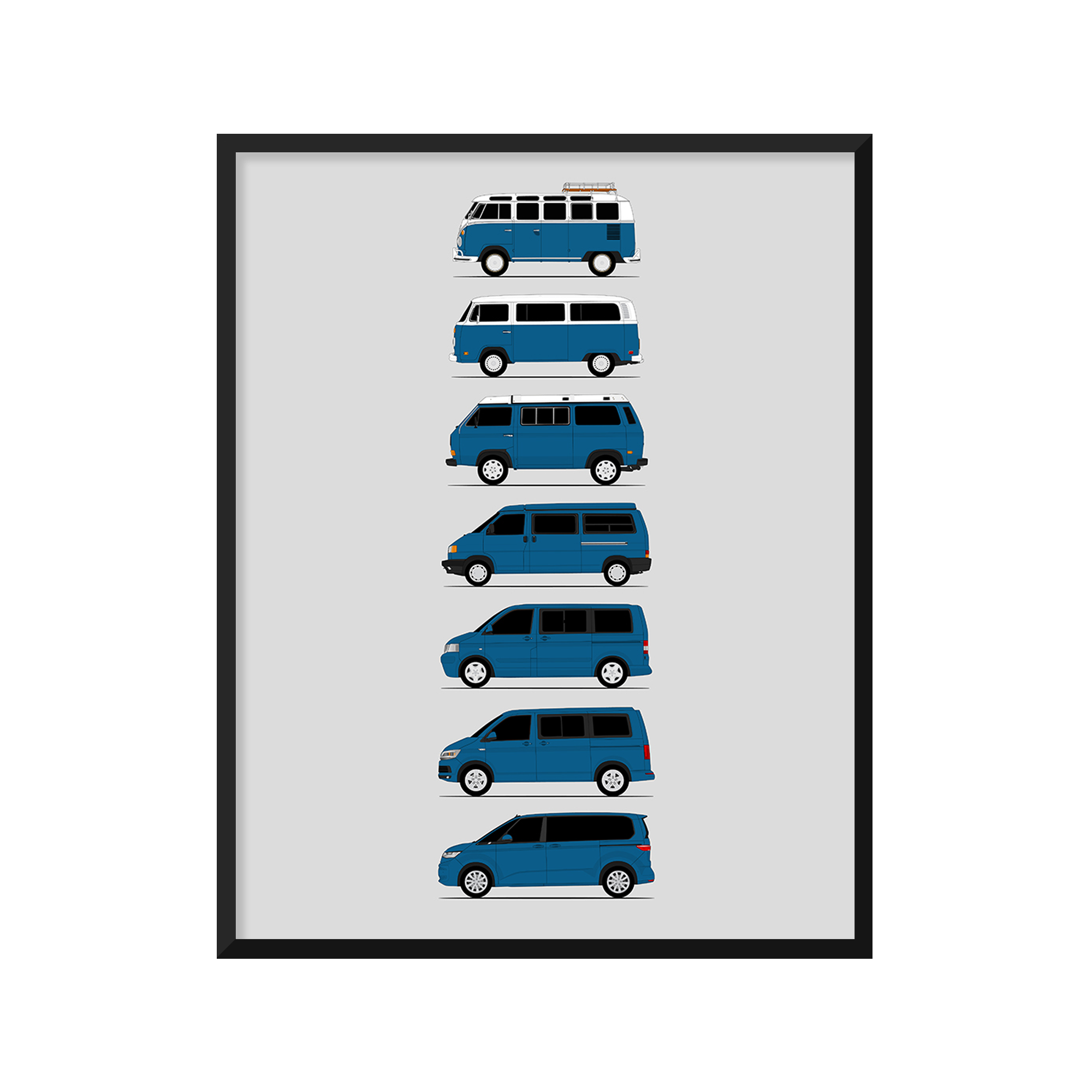 Volkswagen VW Transport Camper Van Generations (Side Profile)