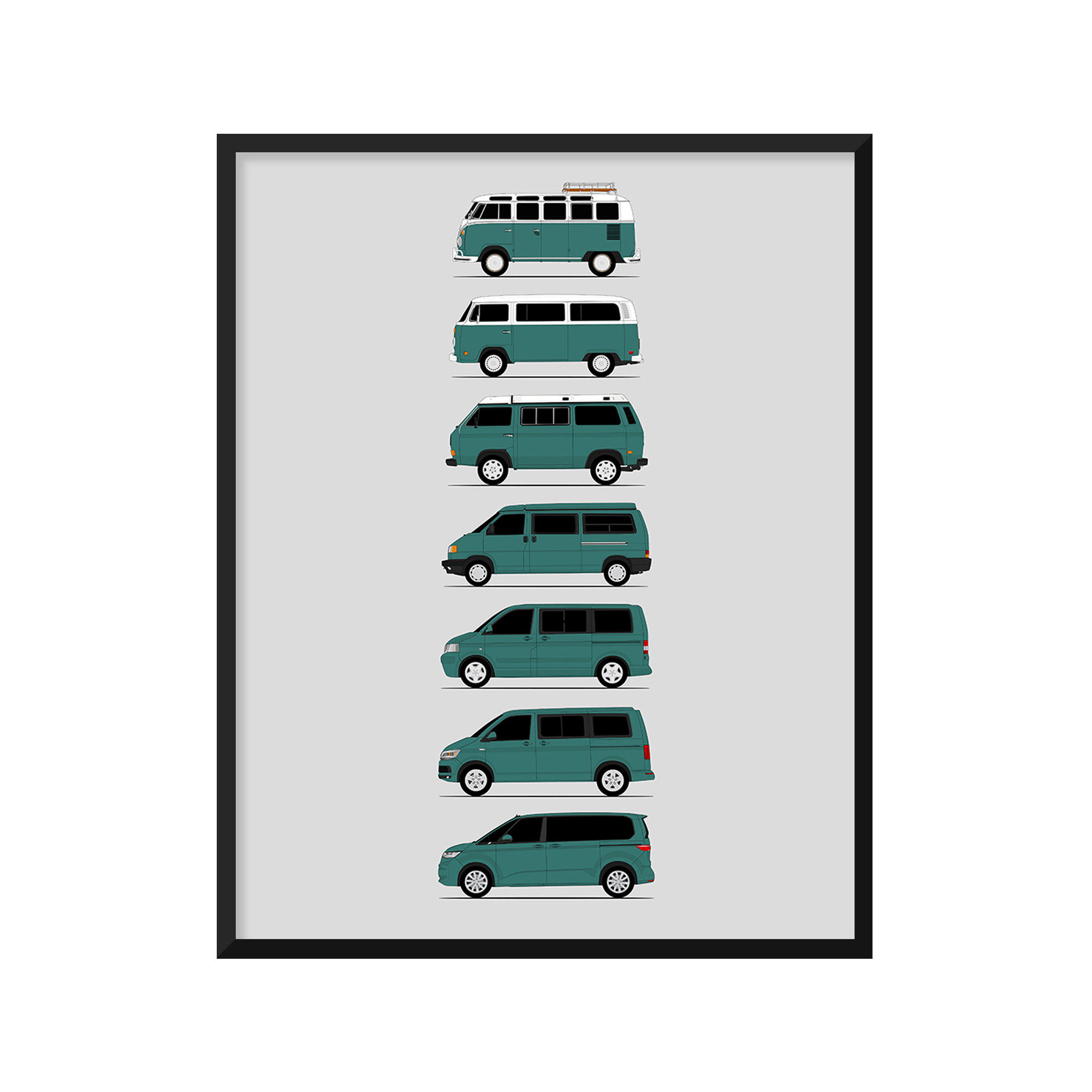 Volkswagen VW Transport Camper Van Generations (Side Profile)