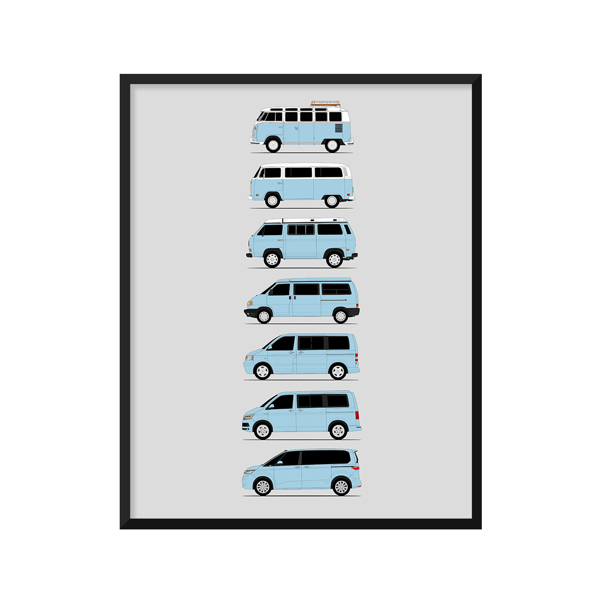 Volkswagen VW Transport Camper Van Generations (Side Profile)