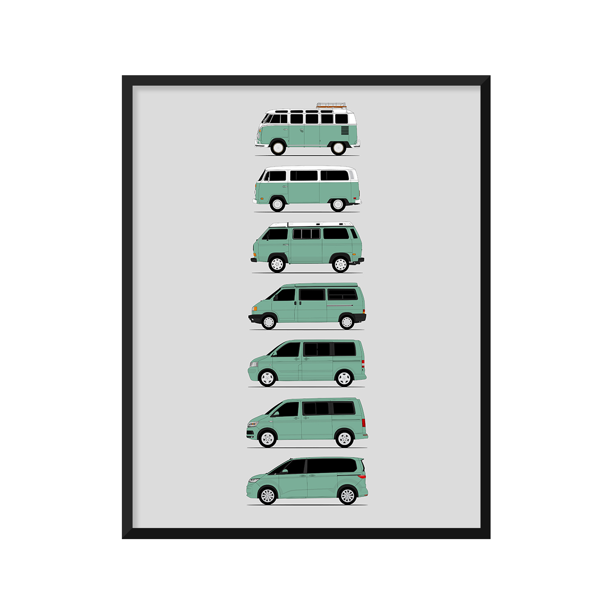 Volkswagen VW Transport Camper Van Generations (Side Profile)