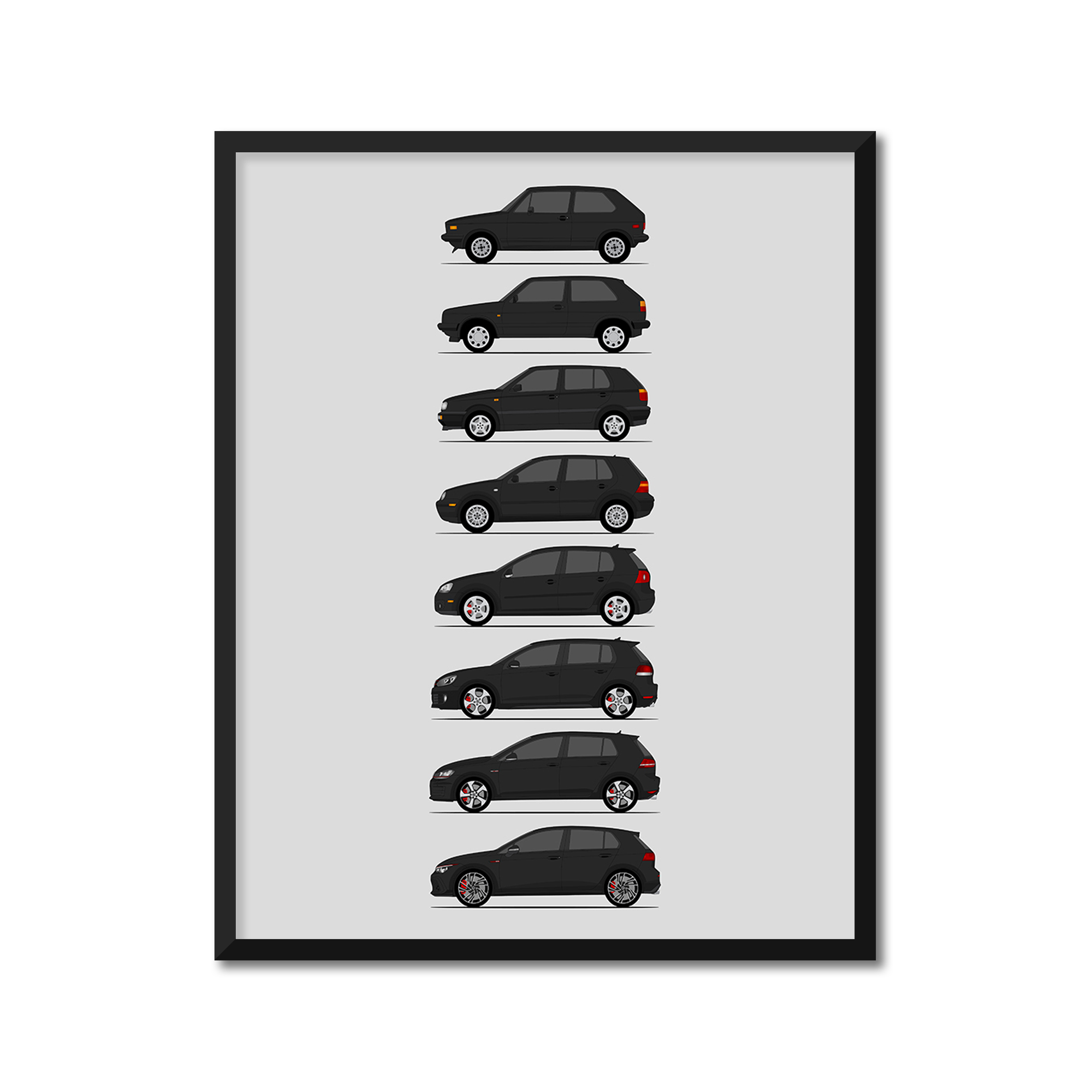 Volkswagen Golf GTI Generations (Side Profile)