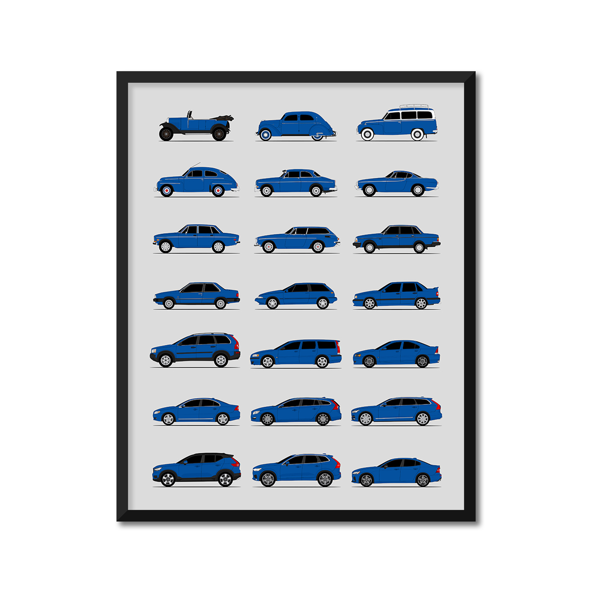 Volvo History and Evolution Poster (Side Profile)