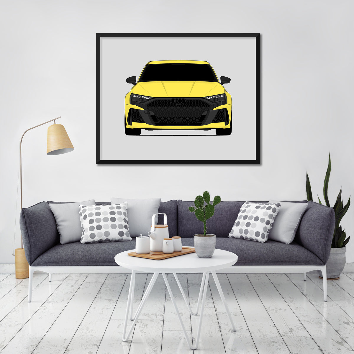 Audi RS3 (2025-Present) car poster wall art in a light living room