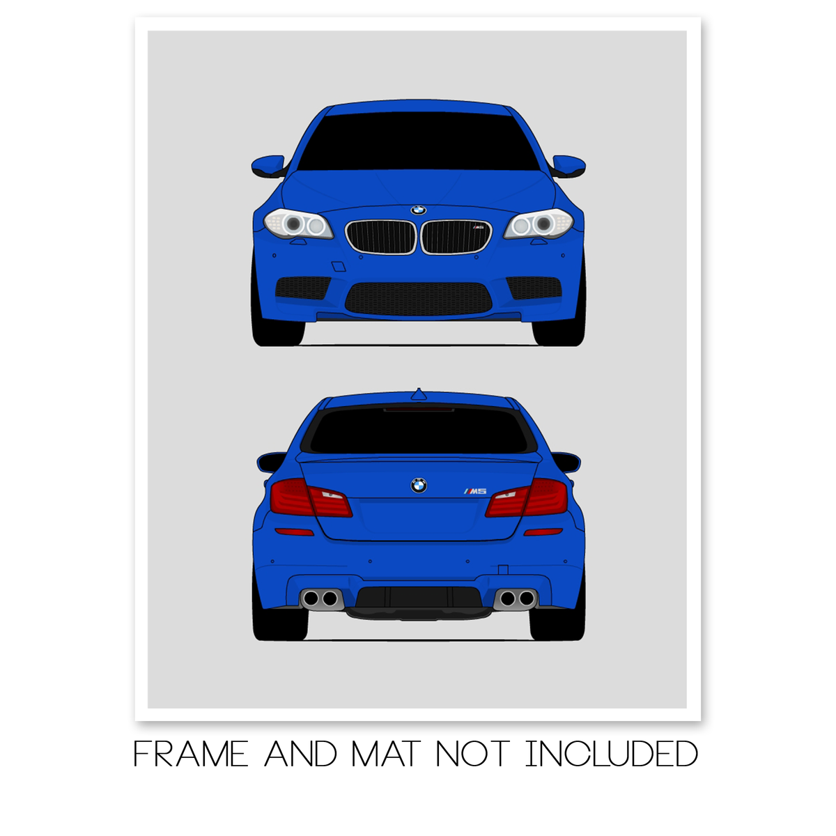 BMW M5 (2011-2016) F10 (Front and Rear) car poster print, frame and mat not included