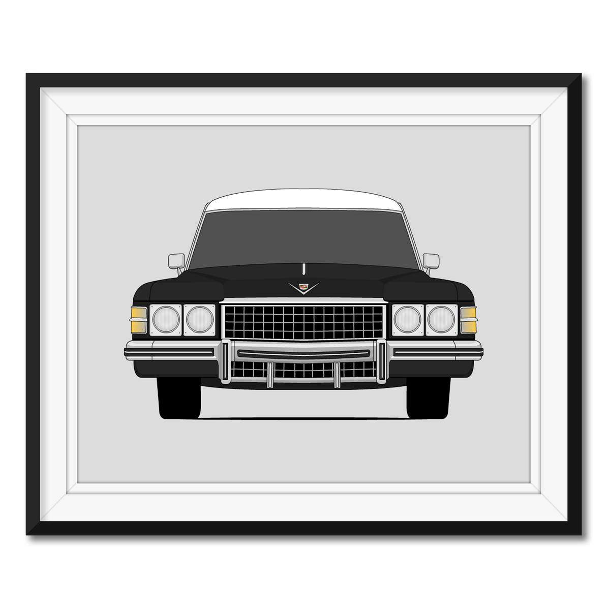 Cadillac Hearse (1971-1976) framed car poster with mat