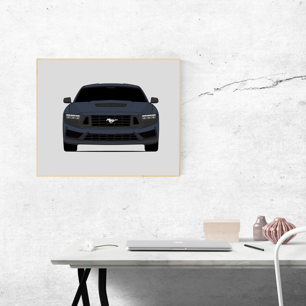 Ford Mustang Dark Horse (2024-Present) S650 car poster wall art above a desk