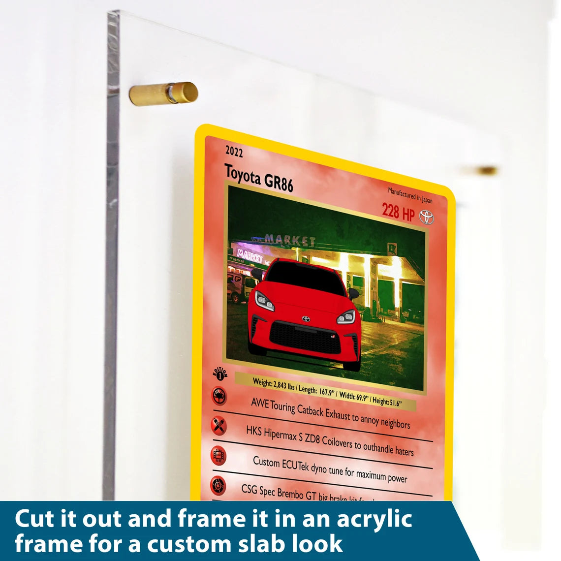 Custom Pokemon Inspired Jumbo Trading Card Poster of Your Car - Giant Card Style Print