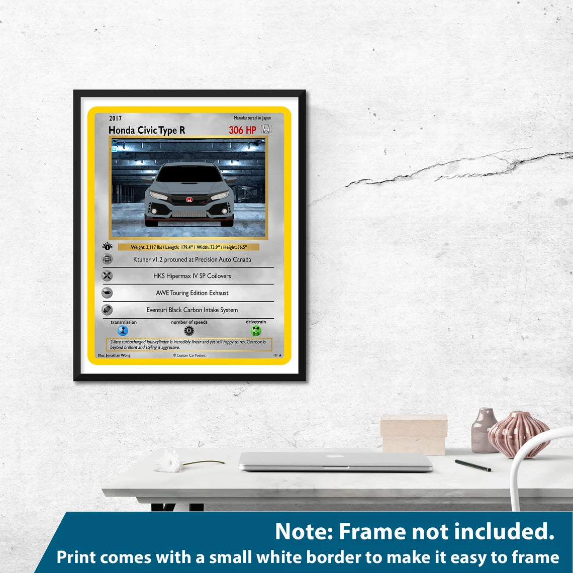 Custom Pokemon Inspired Jumbo Trading Card Poster of Your Car - Giant Card Style Print
