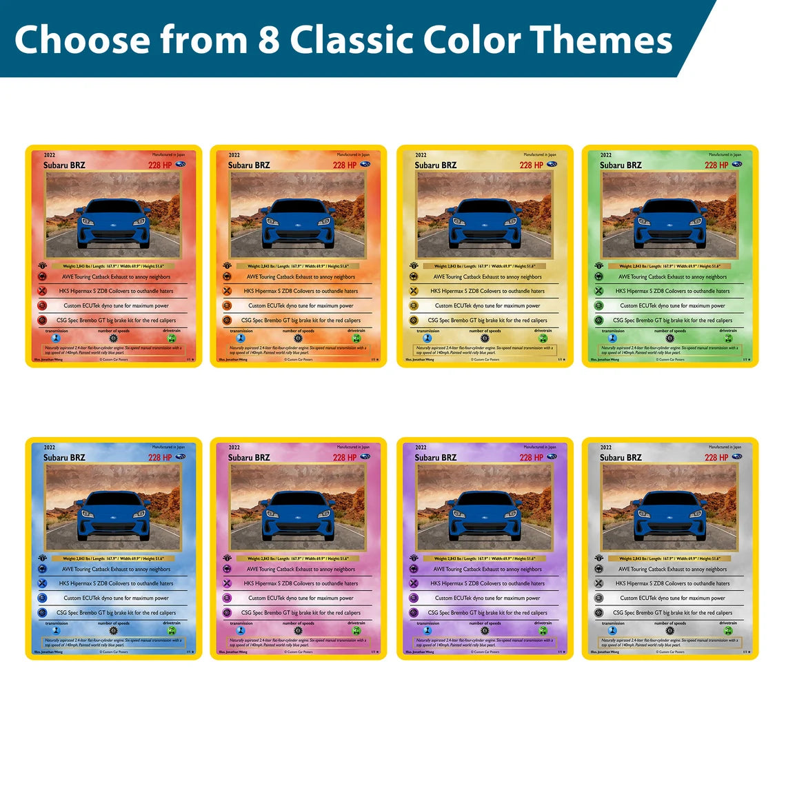 Custom Pokemon Inspired Jumbo Trading Card Poster of Your Car - Giant Card Style Print