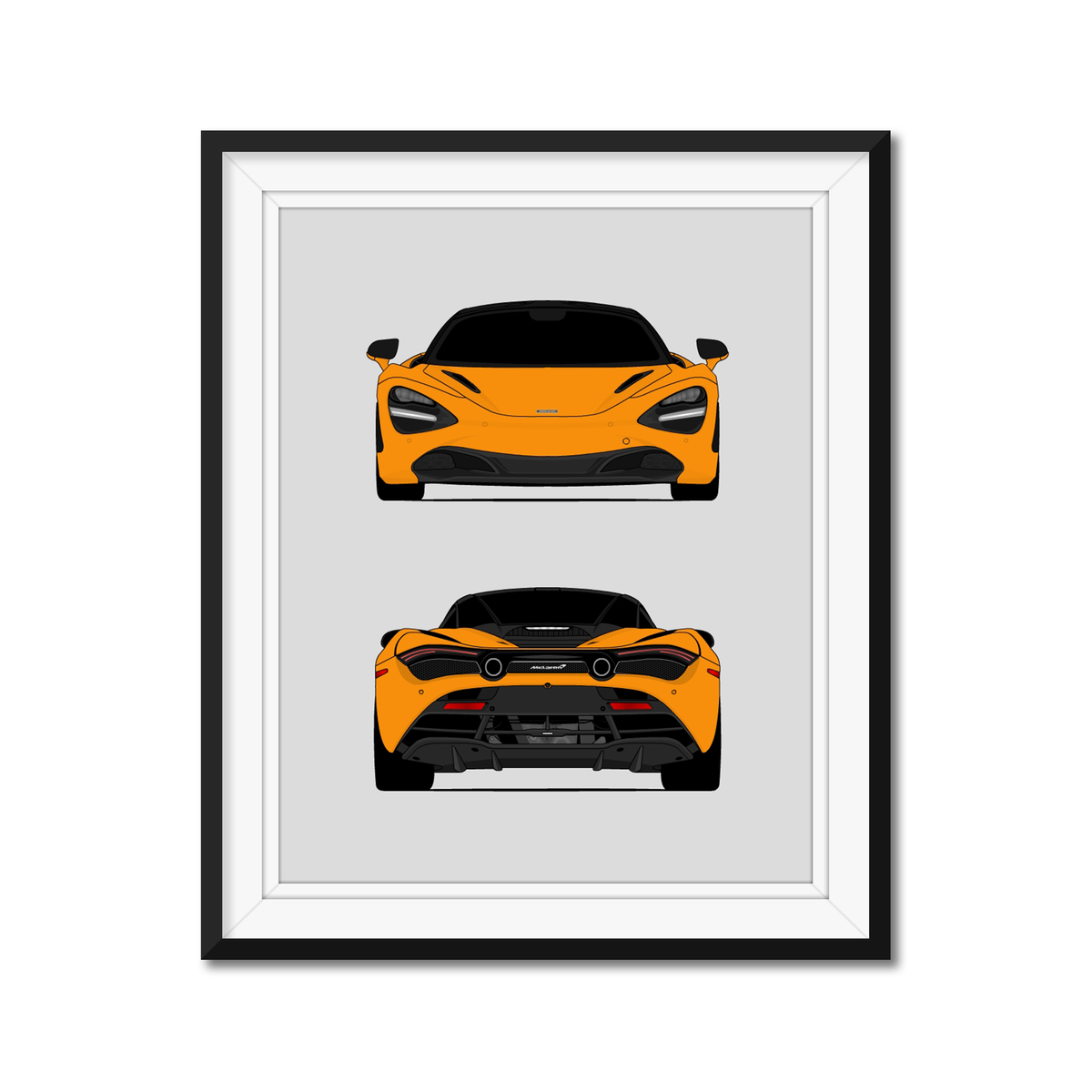 McLaren 720S (2017-2023) (Front and Rear) framed car poster with mat