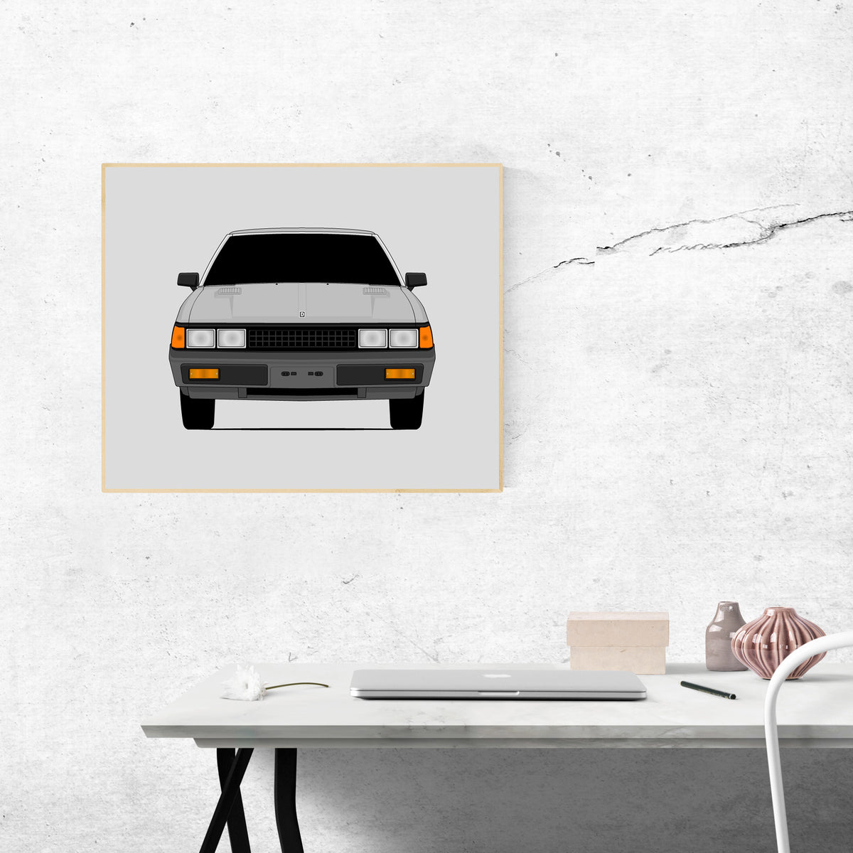 Nissan 200SX (1982-1983) car poster wall art above a desk