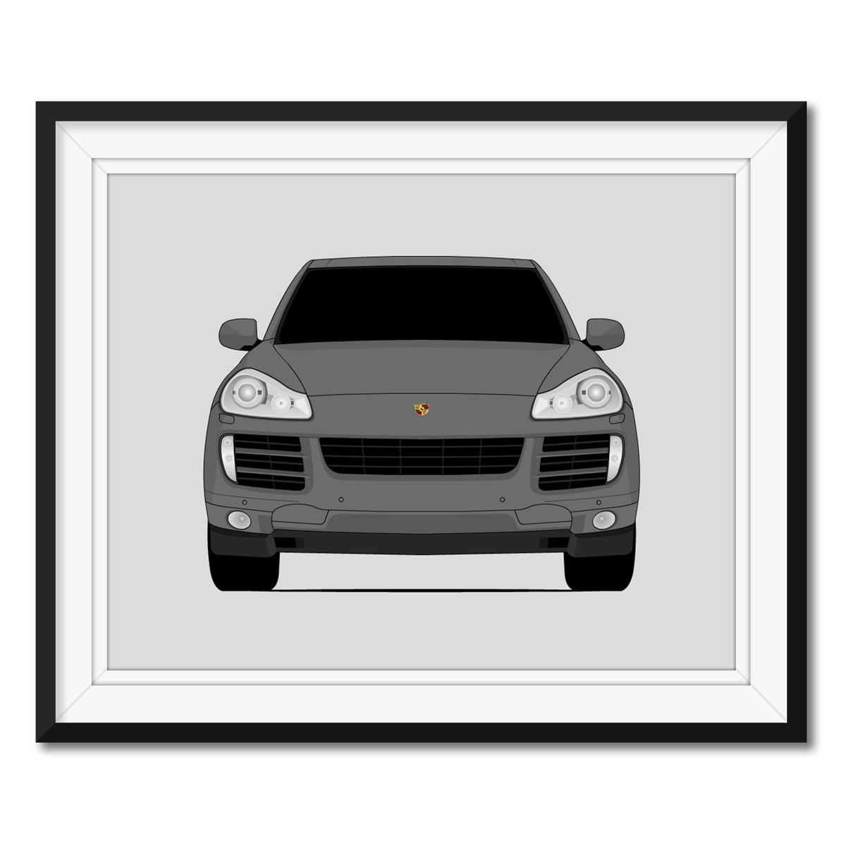 Porsche Cayenne S (2008-2010) framed car poster with mat