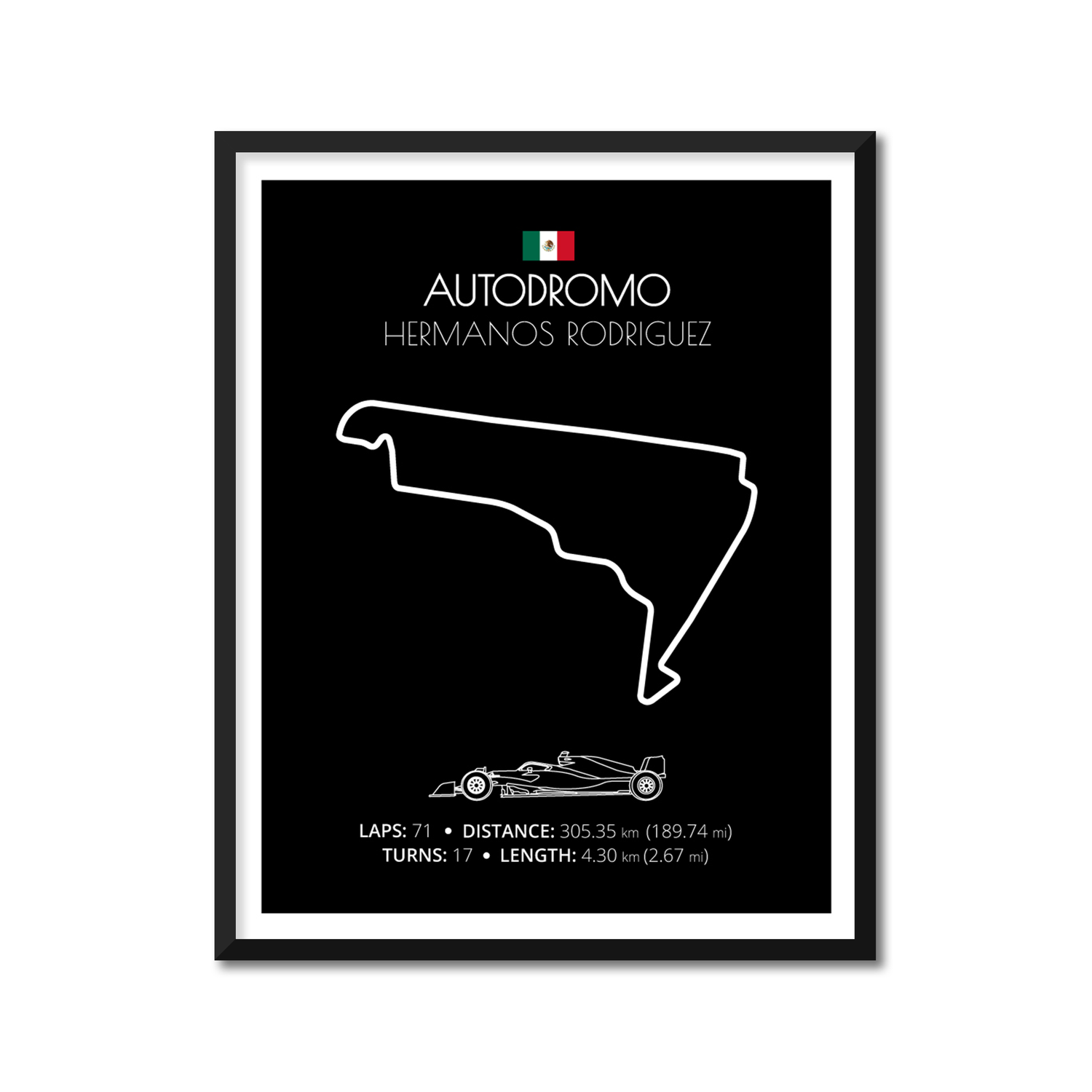 Autodromo Hermanos Rodriguez (Mexico, USA) F1 Formula 1 Race Track Poster