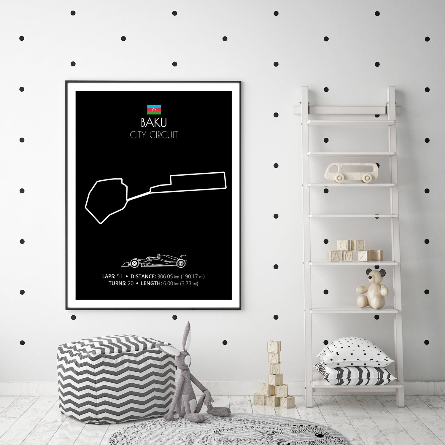 Baku City Circuit (Azerbaijan) F1 Formula 1 Race Track Poster