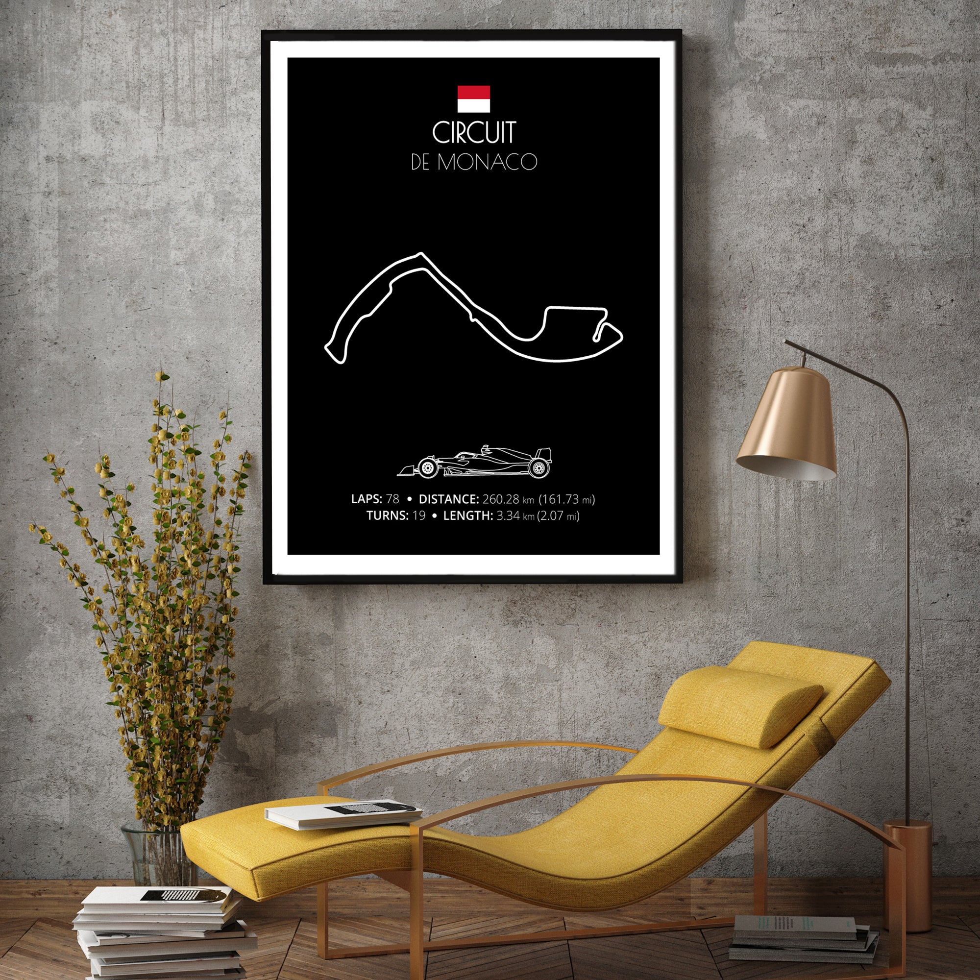 Circuit de Monaco (Monte Carlo, Monaco) F1 Formula 1 Race Track Poster