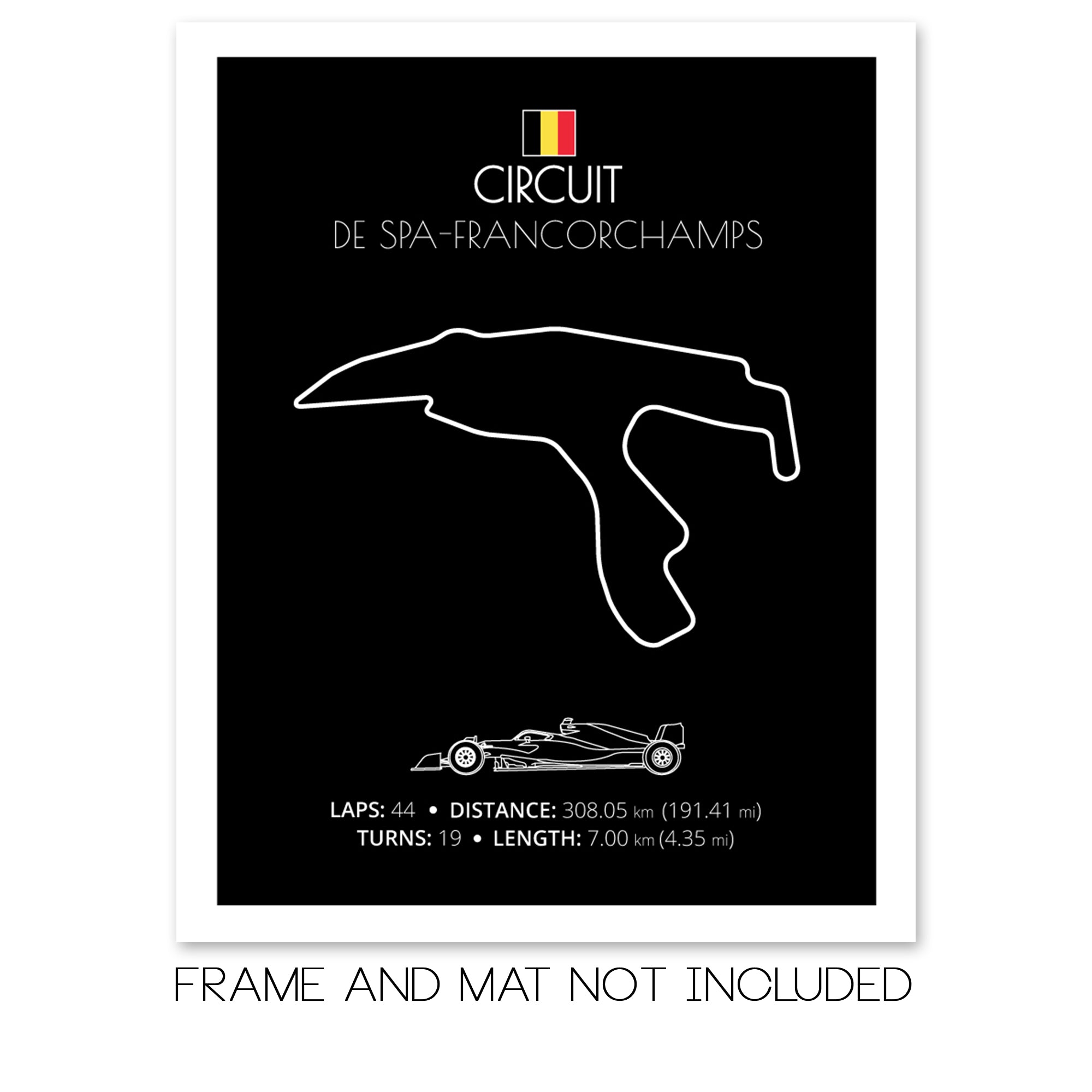 Circuit de Spa Francorchamps (Stavelot, Belgium) F1 Formula 1 Race Track Poster