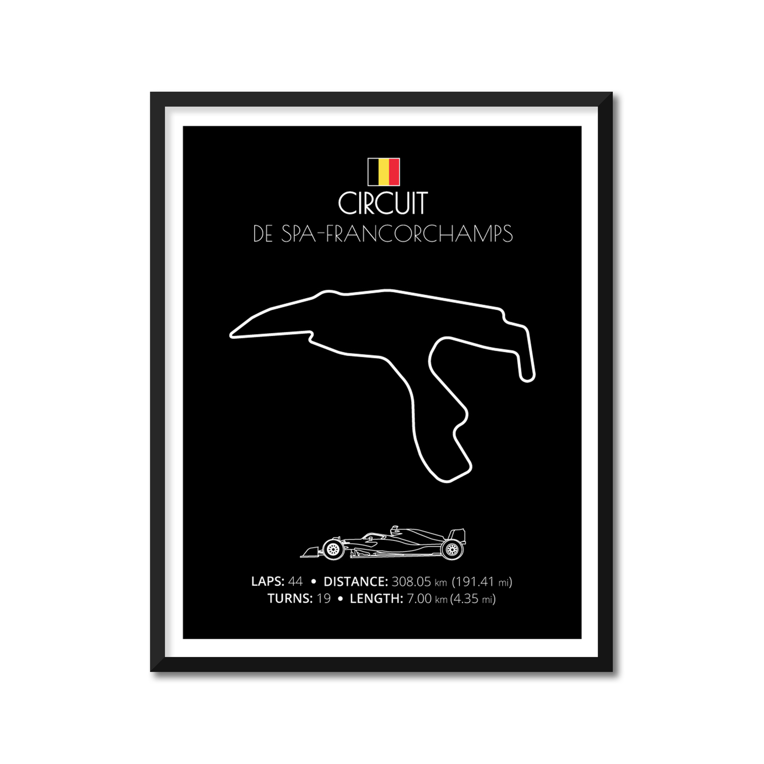 Circuit de Spa Francorchamps (Stavelot, Belgium) F1 Formula 1 Race Track Poster