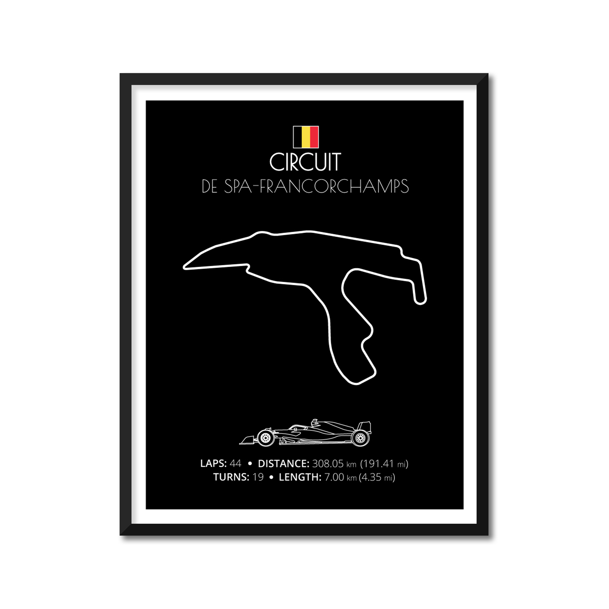Circuit de Spa Francorchamps (Stavelot, Belgium) F1 Formula 1 Race Track Poster