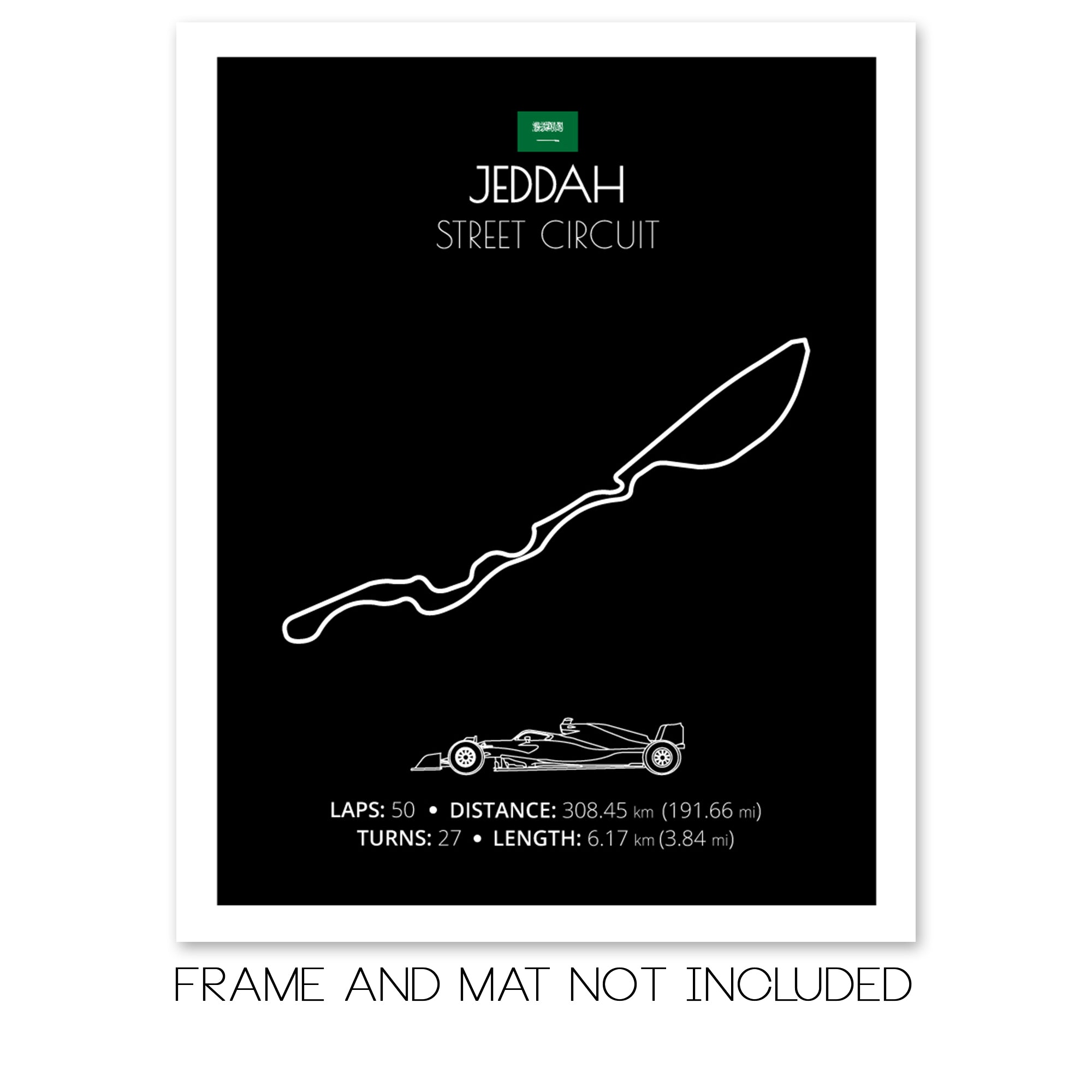Jeddah Street Circuit (Jeddah, Saudi Arabia) F1 Formula 1 Race Track Poster