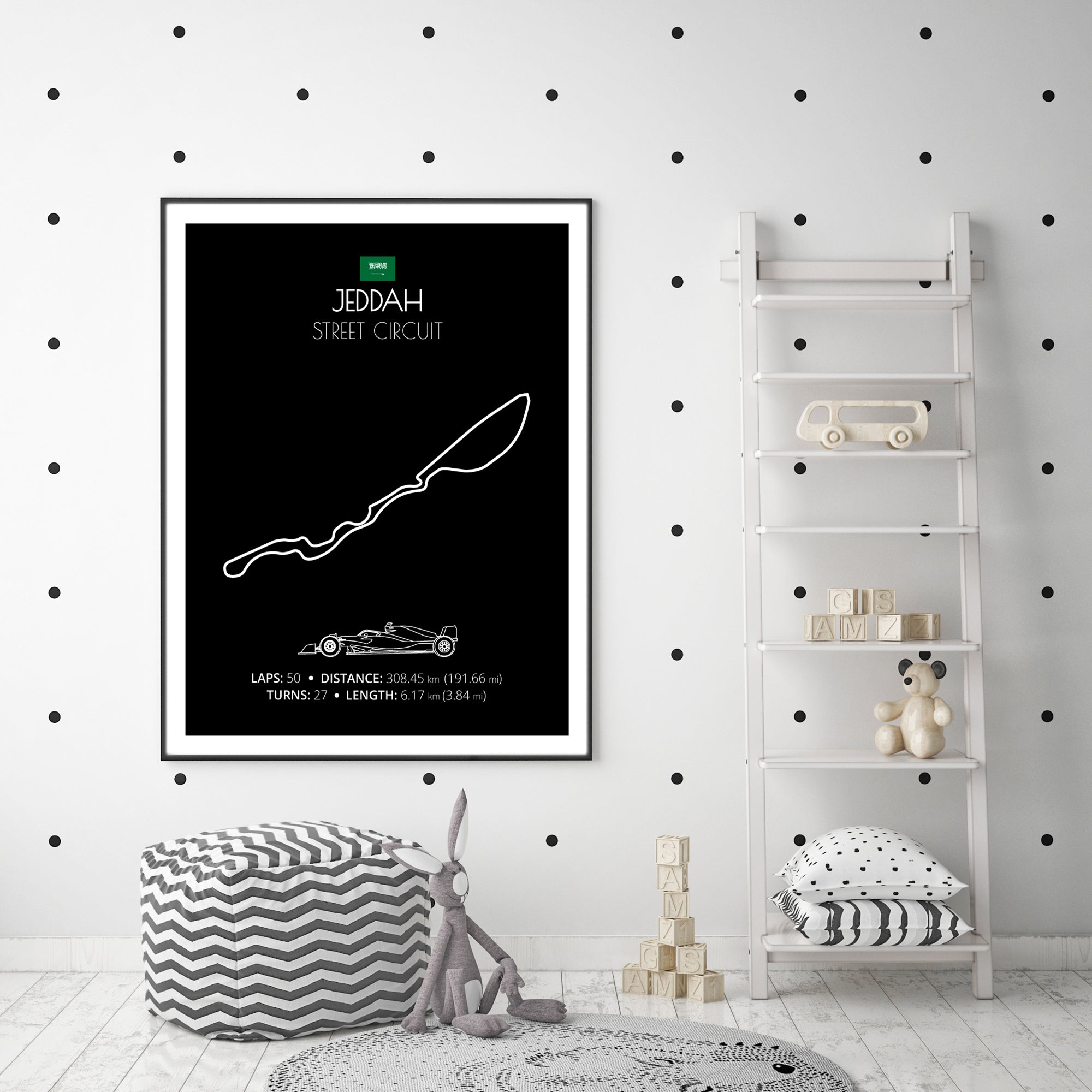Jeddah Street Circuit (Jeddah, Saudi Arabia) F1 Formula 1 Race Track Poster