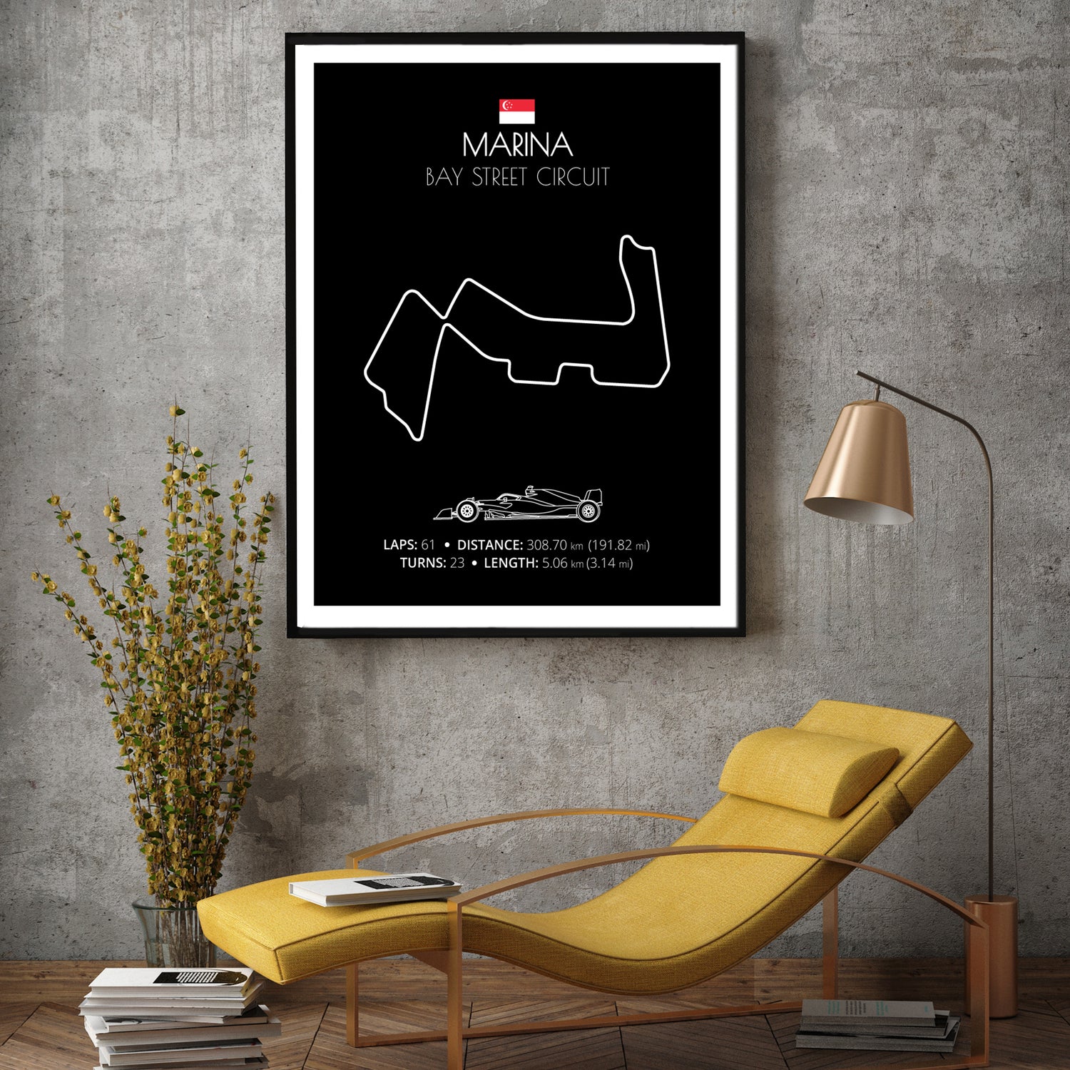 Marina Bay Street Circuit (Singapore) F1 Formula 1 Race Track Poster